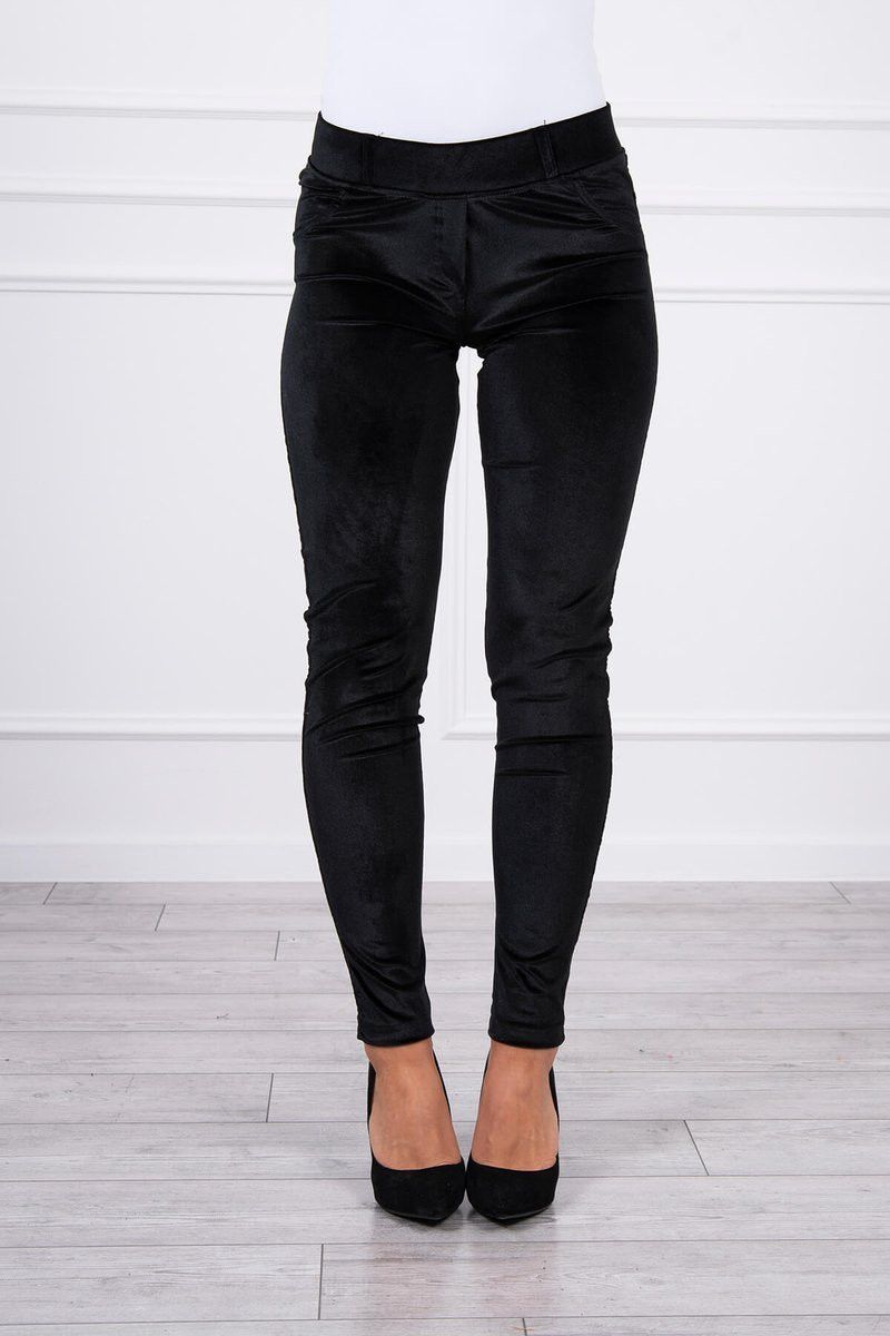 Velurové kalhoty černé XL-2XL-3XL