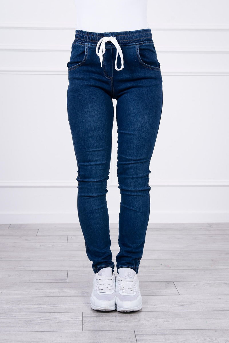 Džínové kalhoty s pasem z tmavé džínoviny XL-2XL-3XL