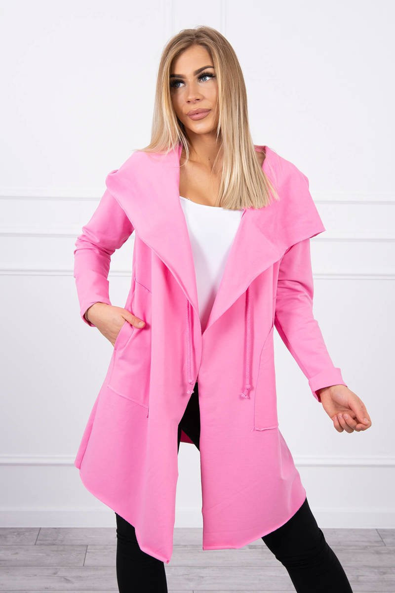 Volná bunda s kapucí růžová UNI