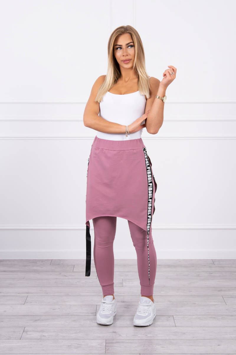 Kalhoty/oblek s nápisem selfie tmavě růžové UNI