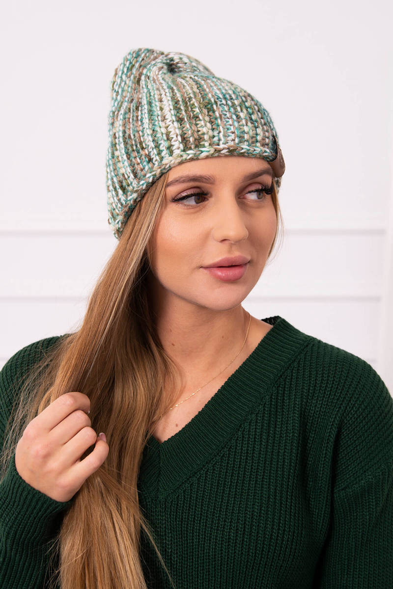 Fleecová čepice Zoja K306 ecru+green UNI
