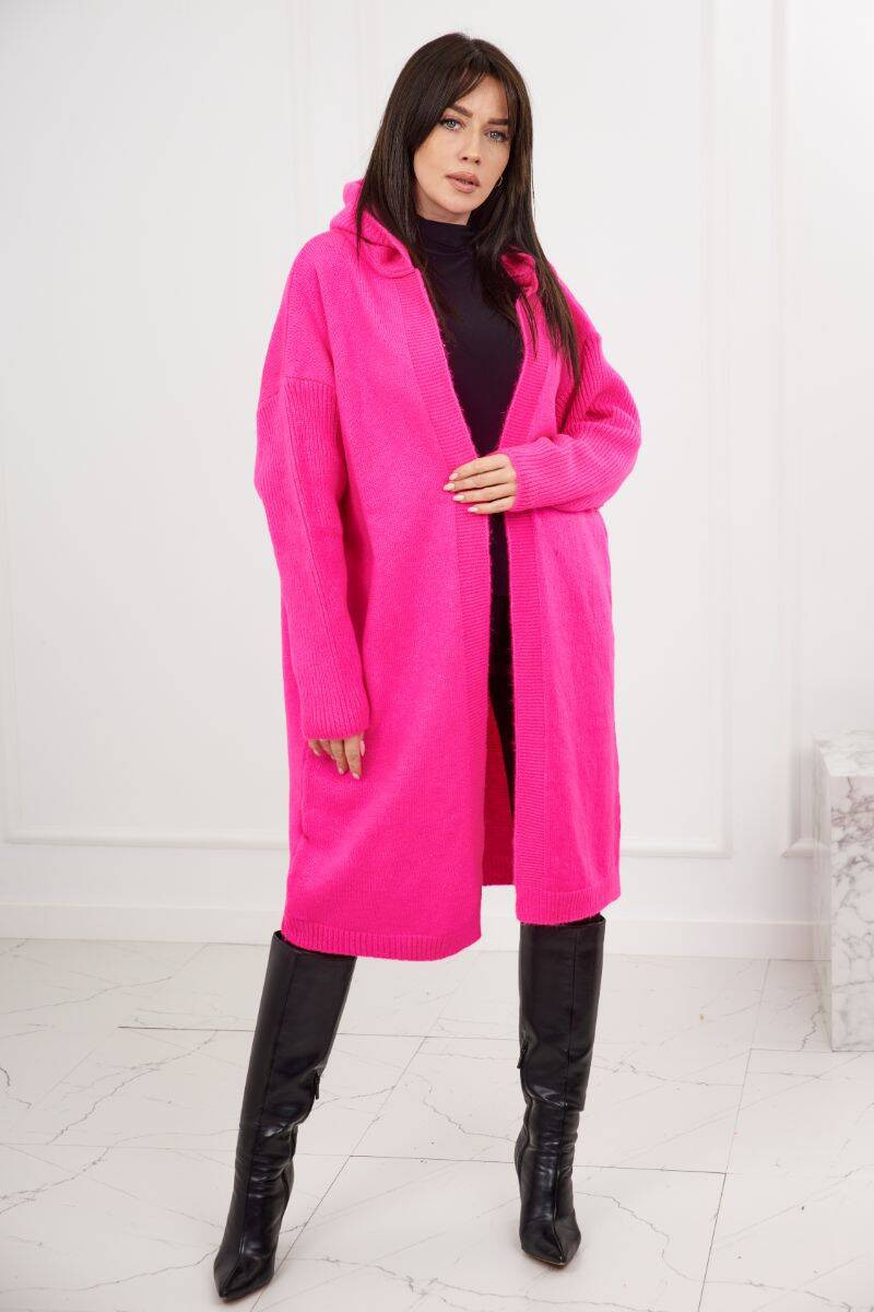 Kardigan s kapucí růžový neon UNI