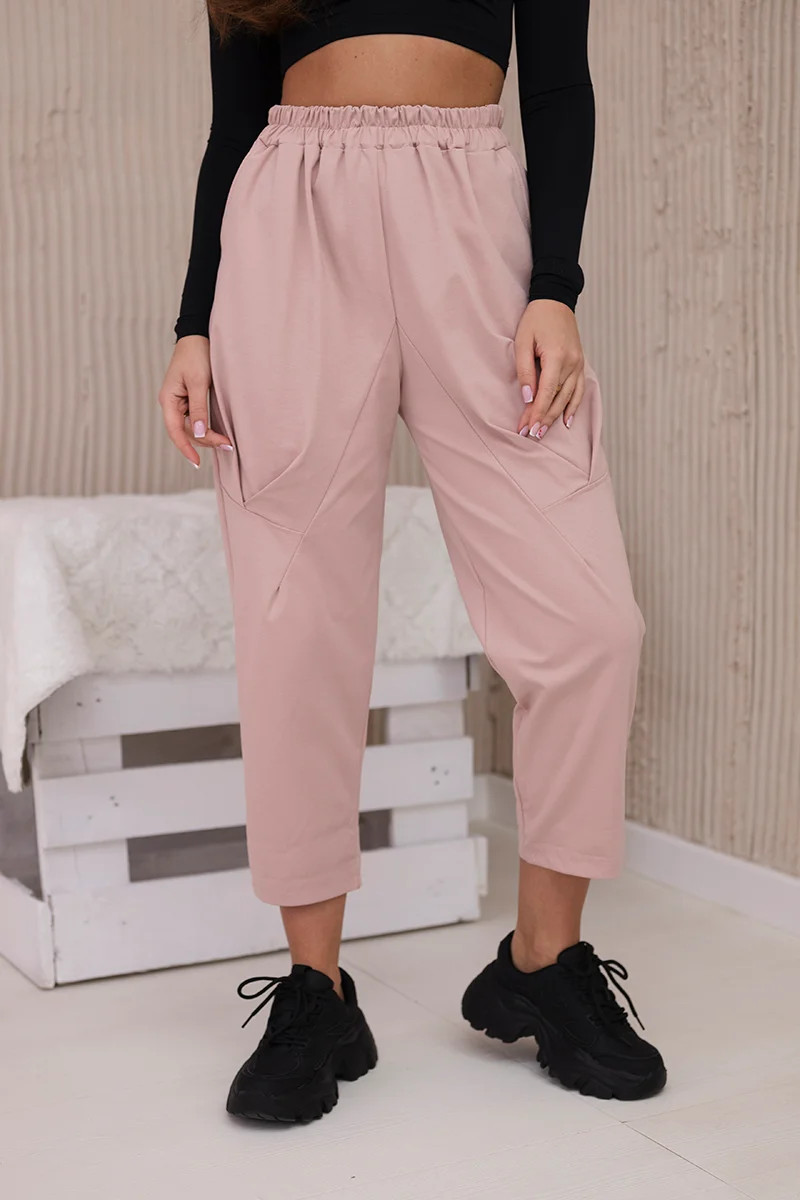 Kalhoty new punto s kapsami pudrově růžová UNI