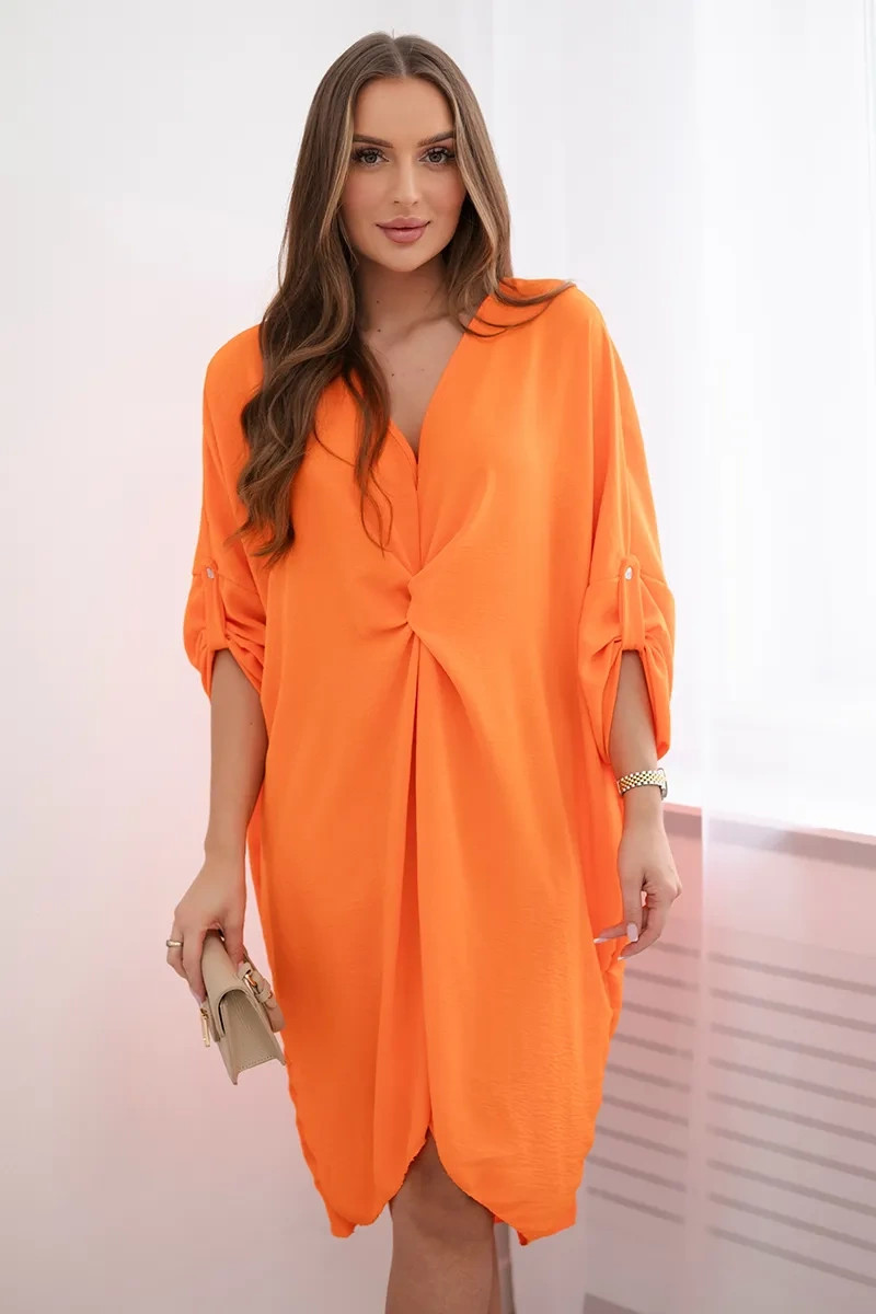 Oversize šaty s výstřihem do V pomeranč UNI