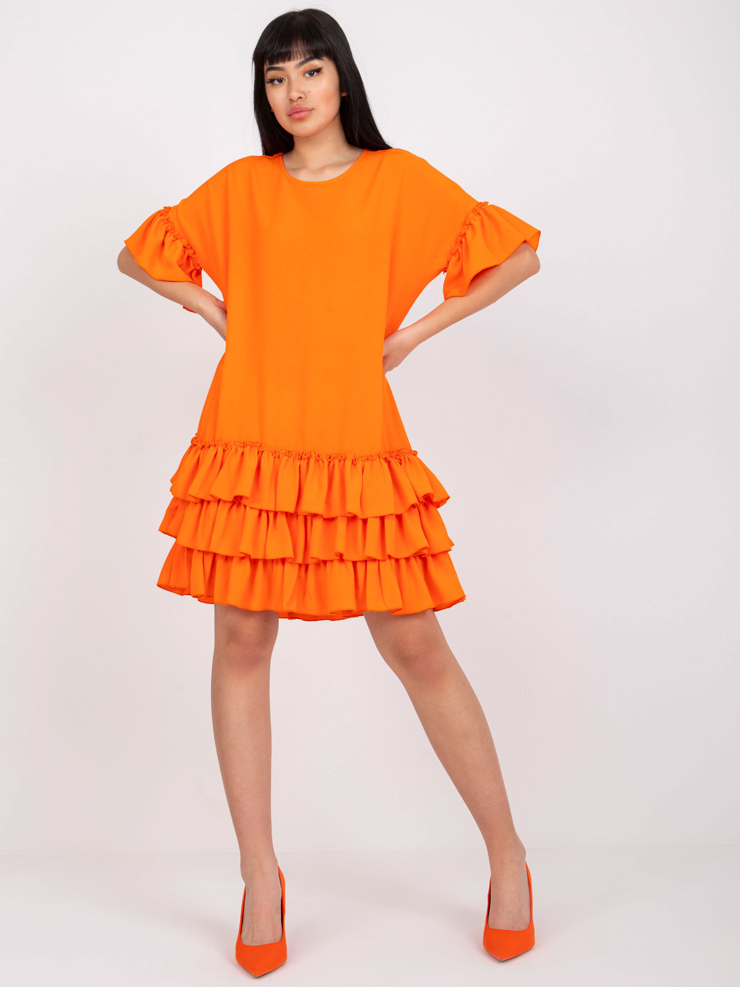 Dámské šaty-CHA-SK-1407-3.58P-oranžové S/M