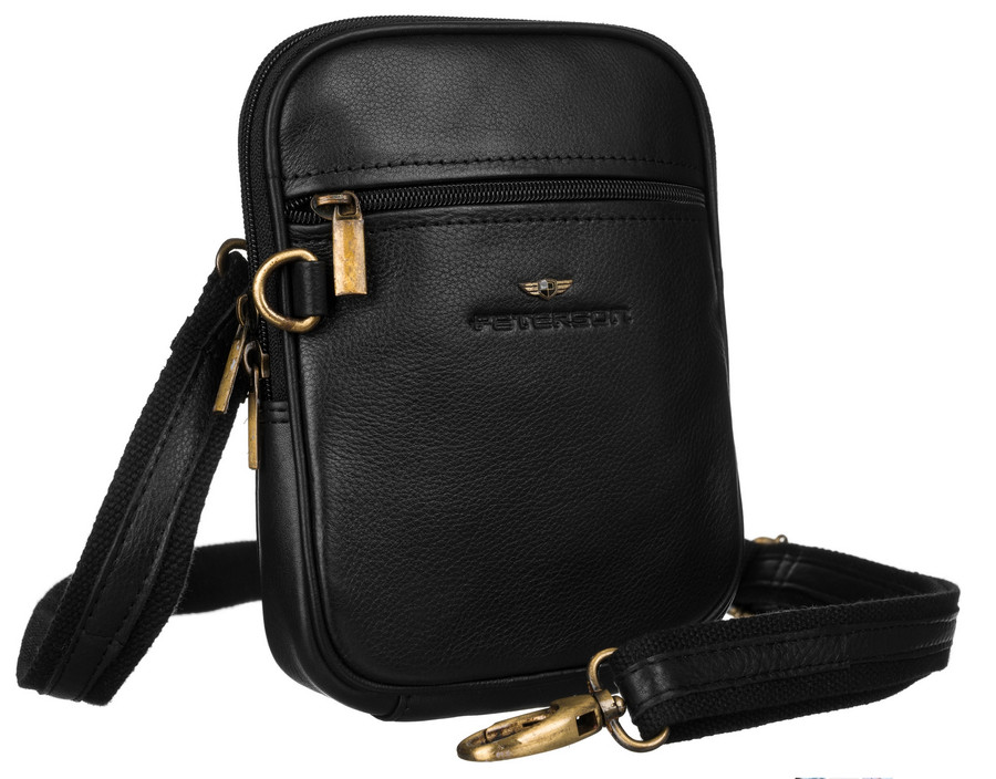 Pánské kabelky [DH] Kožená taška PTN 1113 NDM BLACK jedna velikost