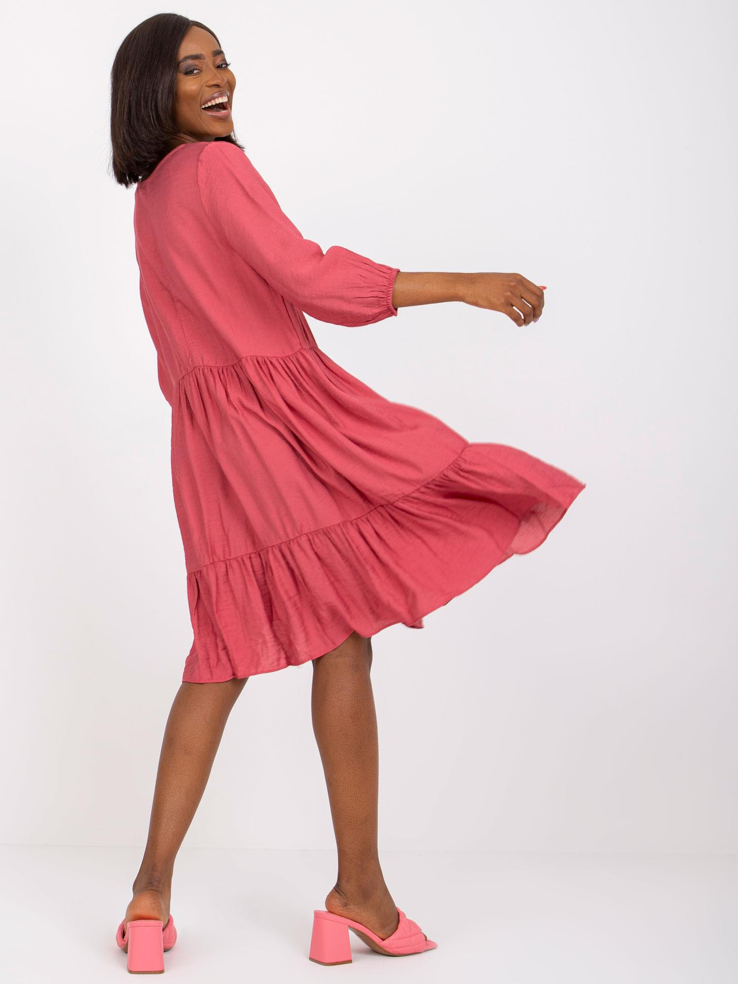 Dámské šaty Dress-EM-SK-004.06-tmavě růžová L/XL