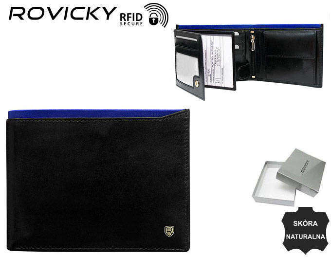 Pánské peněženky Pánská kožená peněženka N992 RVT Black+Na black jedna velikost