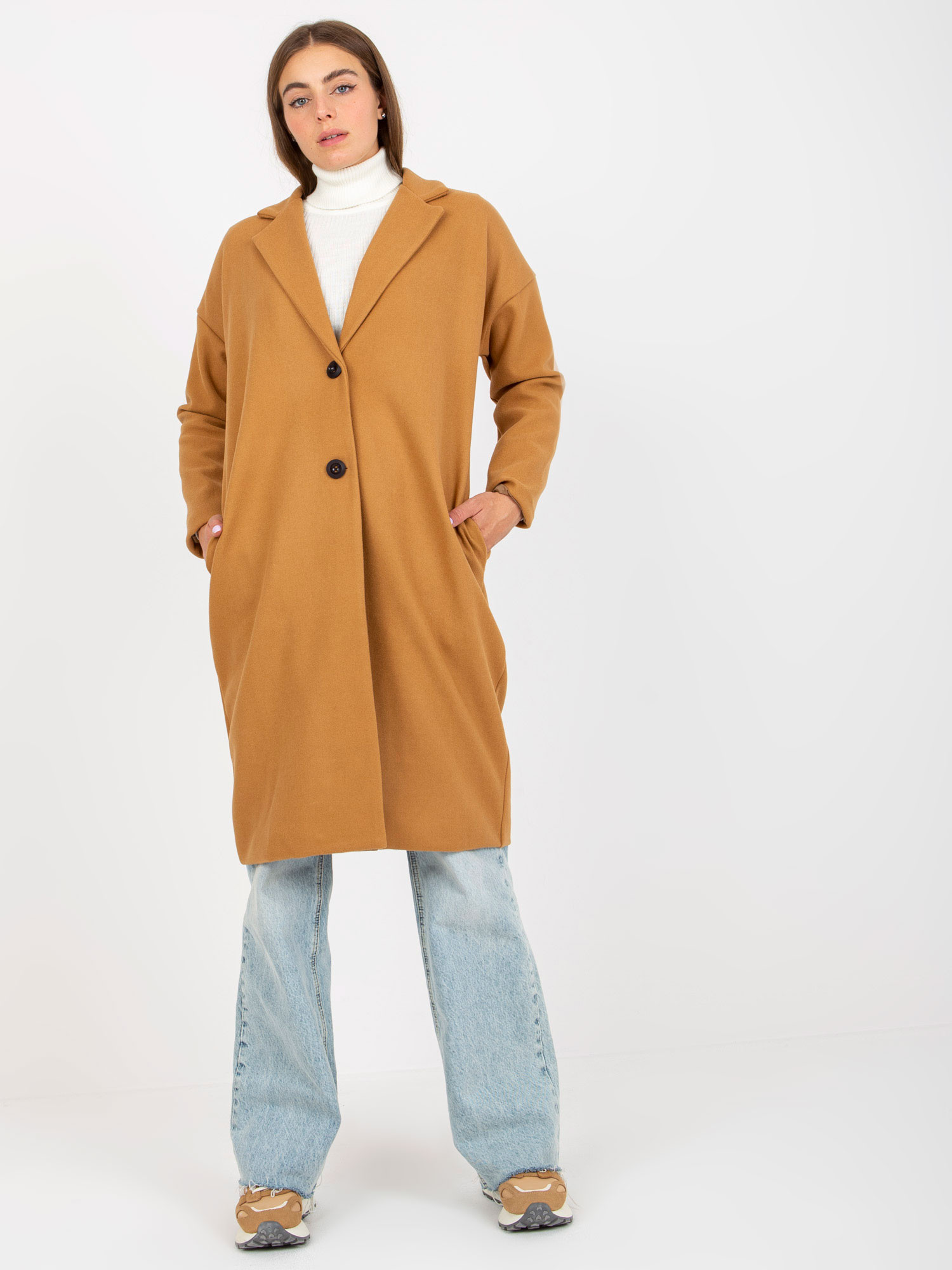 Dámský kabát TW EN BI 7298 1.15 velbloudí jedna velikost