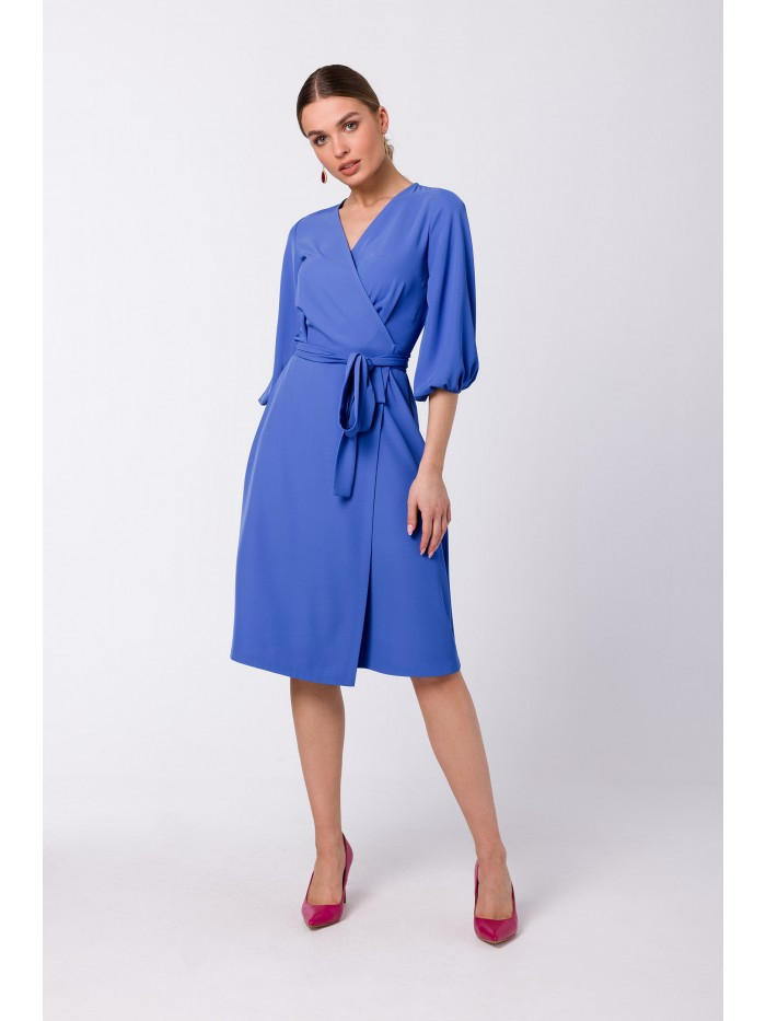 S340 Zavinovací rozšířené šaty - modré EU XXL