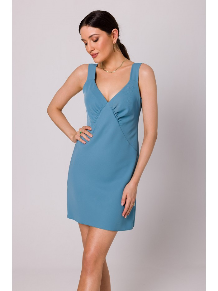 K159 Mini šaty na ramínka - nebesky modré EU XXL