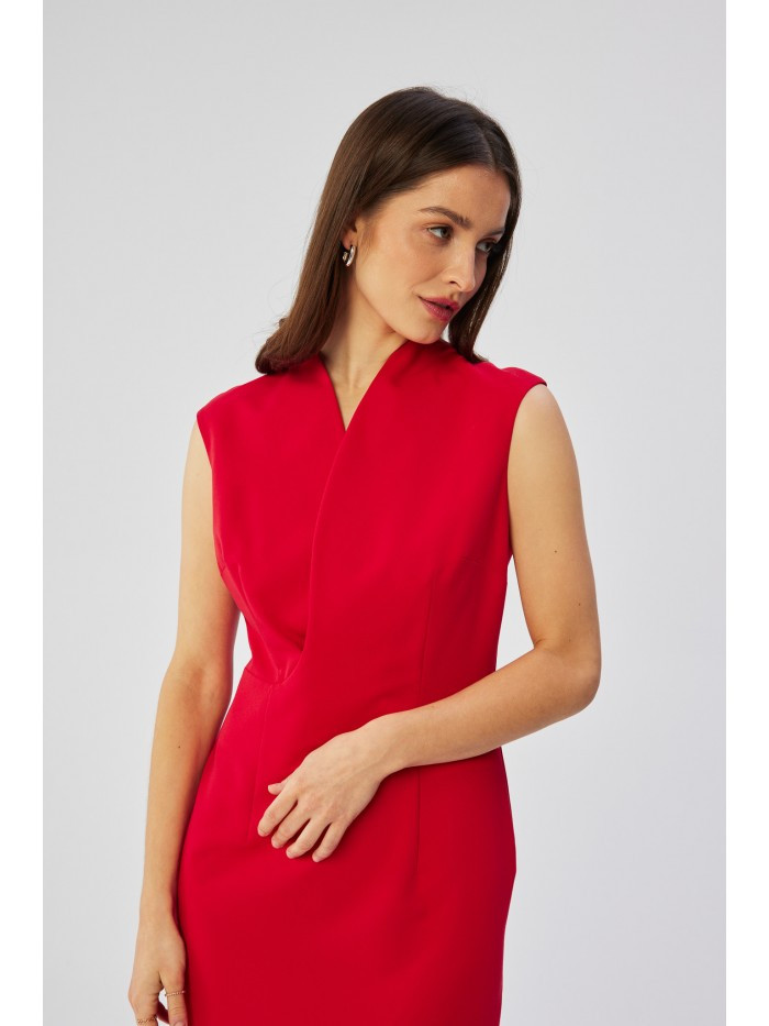 S360 Plášťové šaty se zavinovacím výstřihem - červené EU L