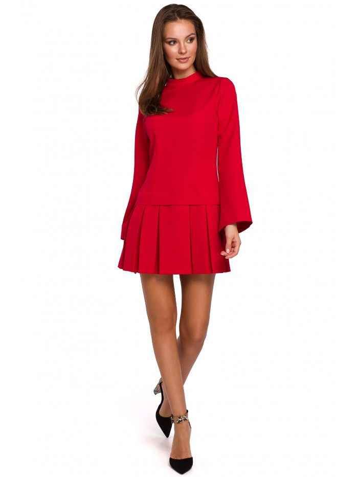 K021 Mini šaty s projmutým spodním lemem - červené EU S