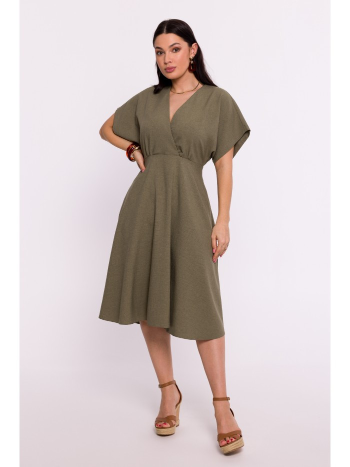 B278 Rozšířené šaty - olivově zelené EU XXL