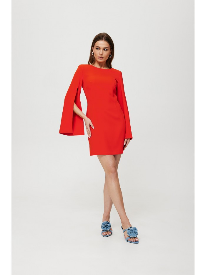 K190 Mini šaty s dělenými rukávy - červené EU XXL