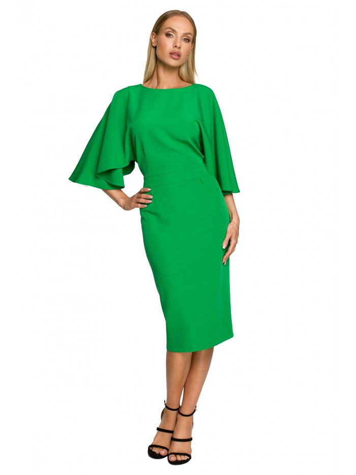M700 Pouzdrové šaty s kimonovými rukávy - zelené EU XXL