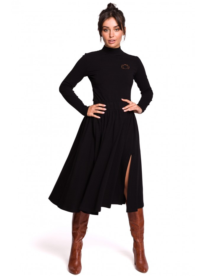 B130 Rozšířená midi sukně - černá EU L/XL