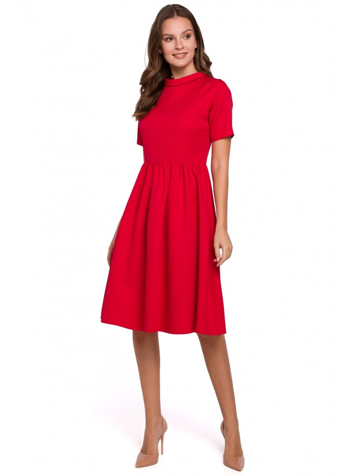 K028 Šaty s ohrnutým výstřihem - červené EU XL