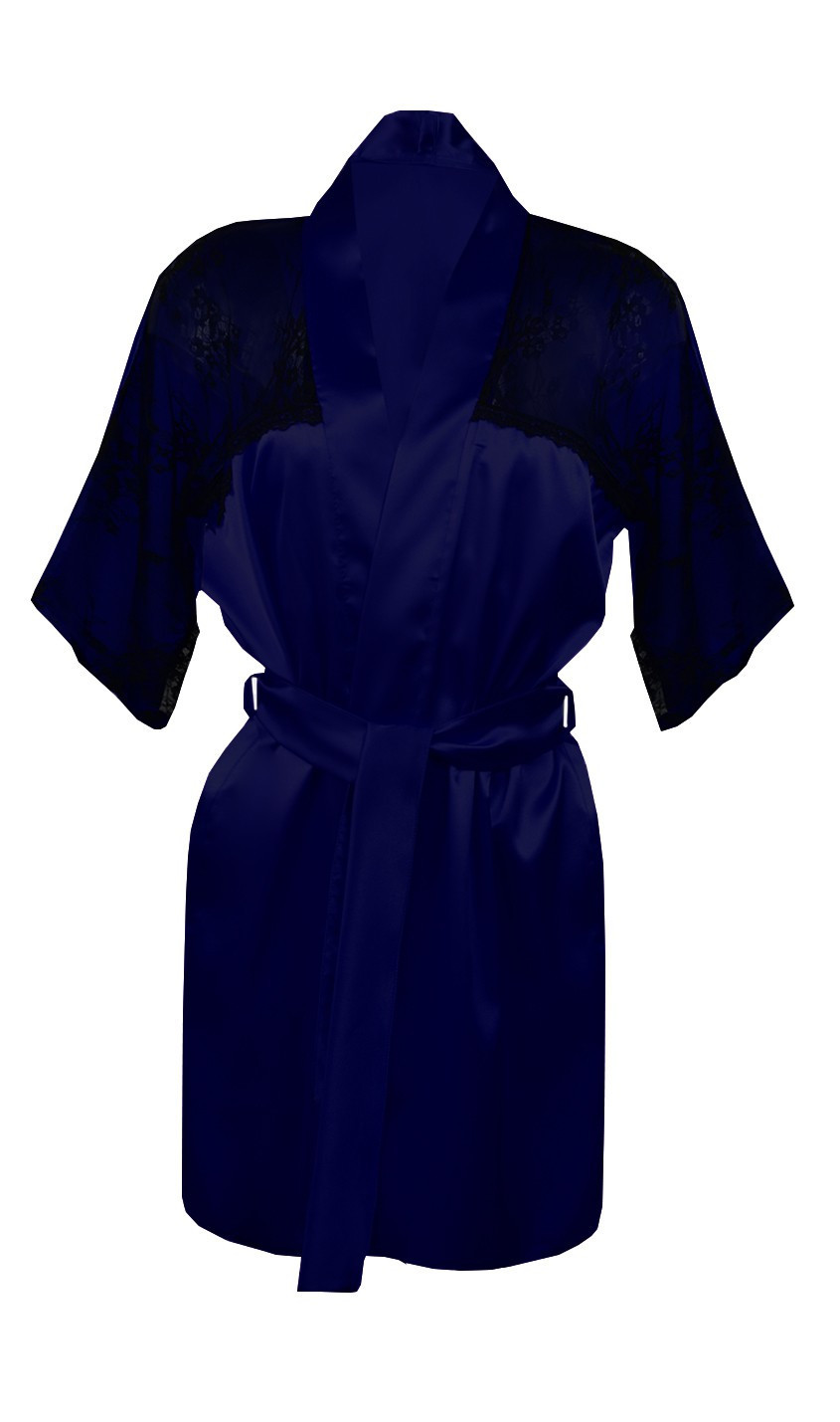 DKaren Housecoat Barbara Navy Blue XS tmavě modrá