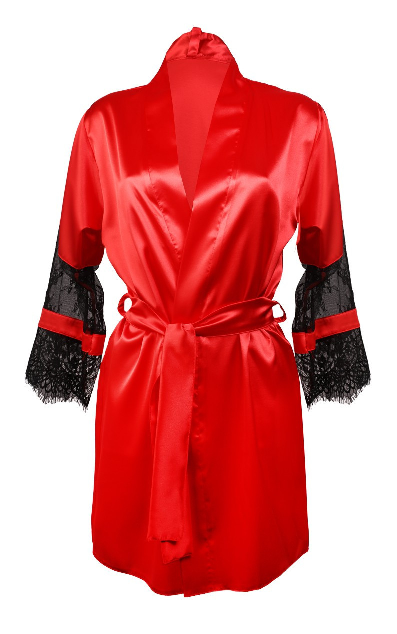 DKaren Housecoat Beatrice Red L červená
