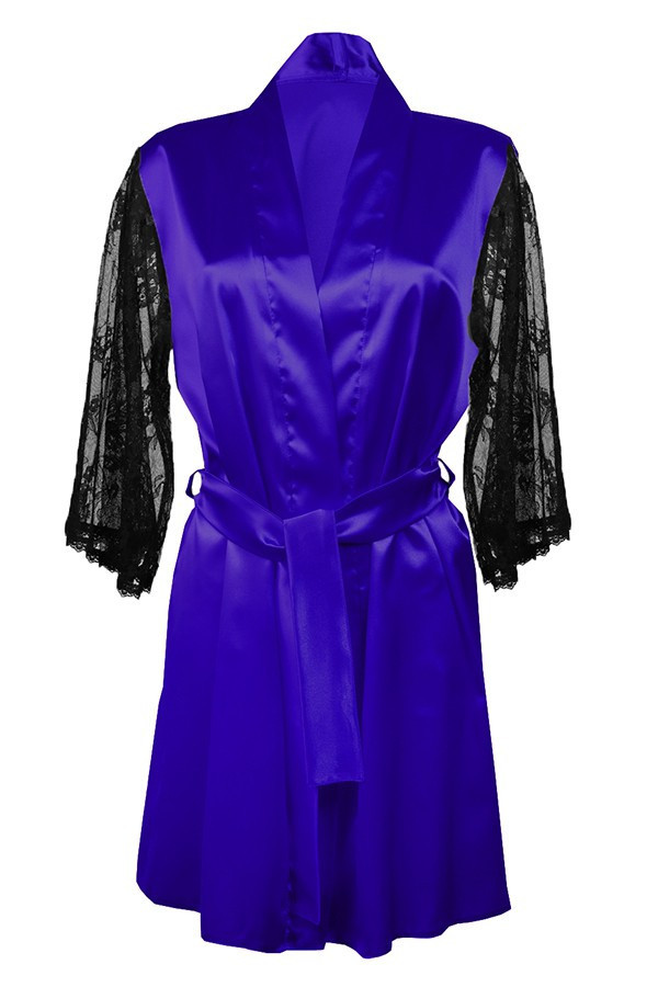 DKaren Housecoat Elizabeth Blue XL Modrá