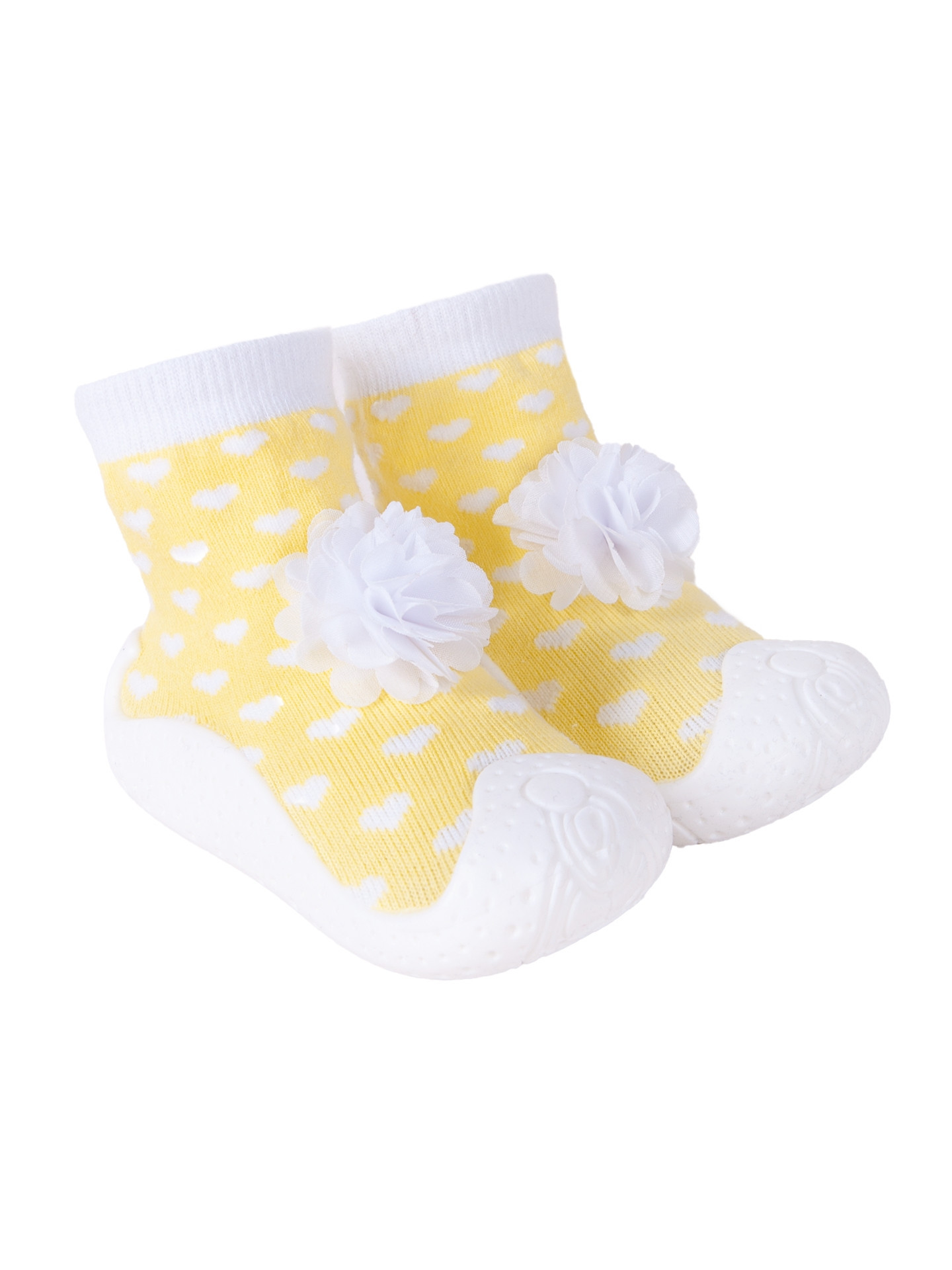 Yoclub Dětské dívčí protiskluzové ponožky s gumovou podrážkou OBO-0137G-AA0B žlutá 23
