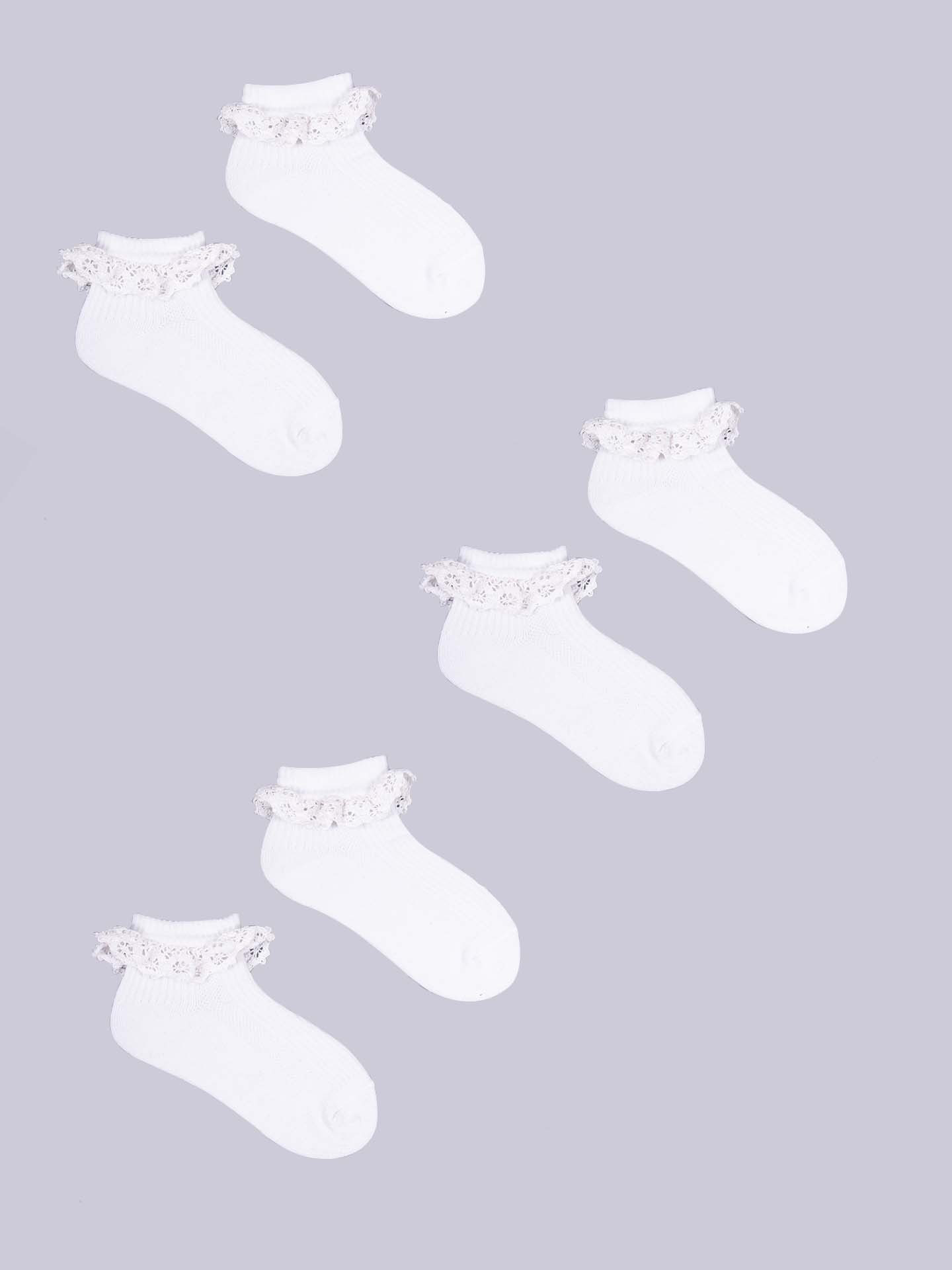 Bavlněné ponožky Yoclub Girls' Turn Cuff Ruffle 3-pack SKA-0122G-010J-001 White 3-6 měsíců