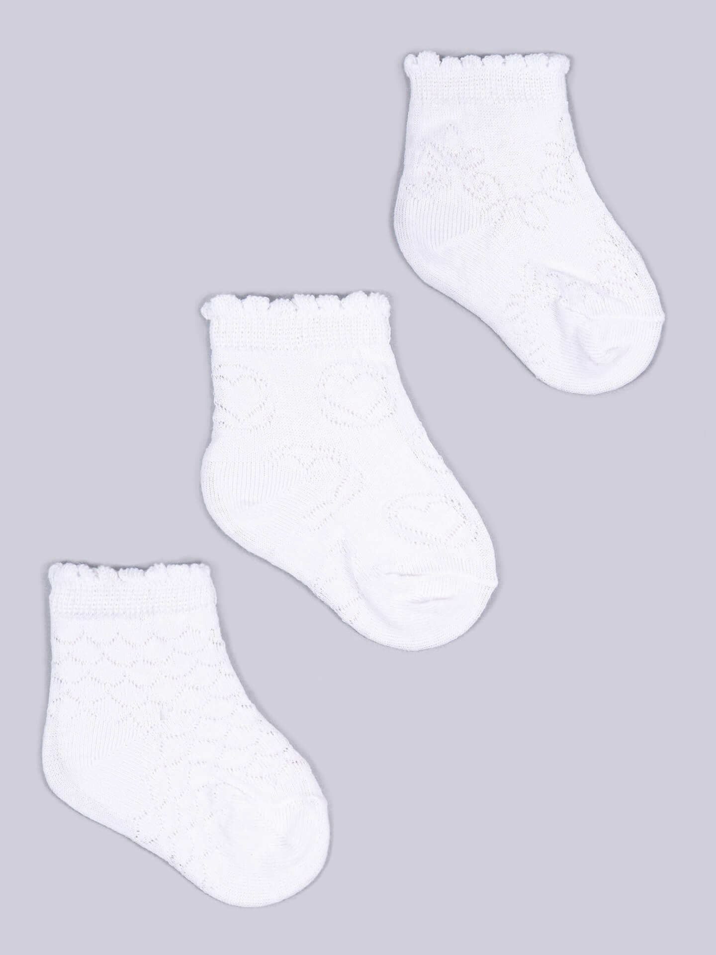 Yoclub Dívčí žakárové ponožky 3-pack SKL-0006G-0100 White 17-19