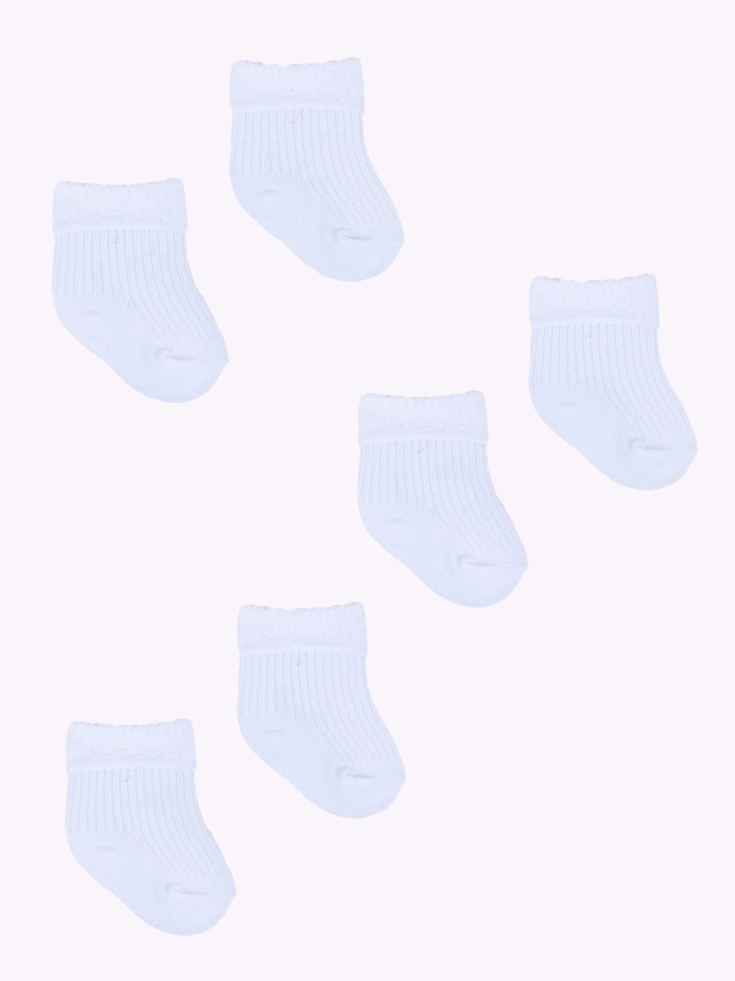Kojenecké ponožky Yoclub Baby Turn Cuffs 3-pack SKA-0009U-0100 White 0-3 měsíce