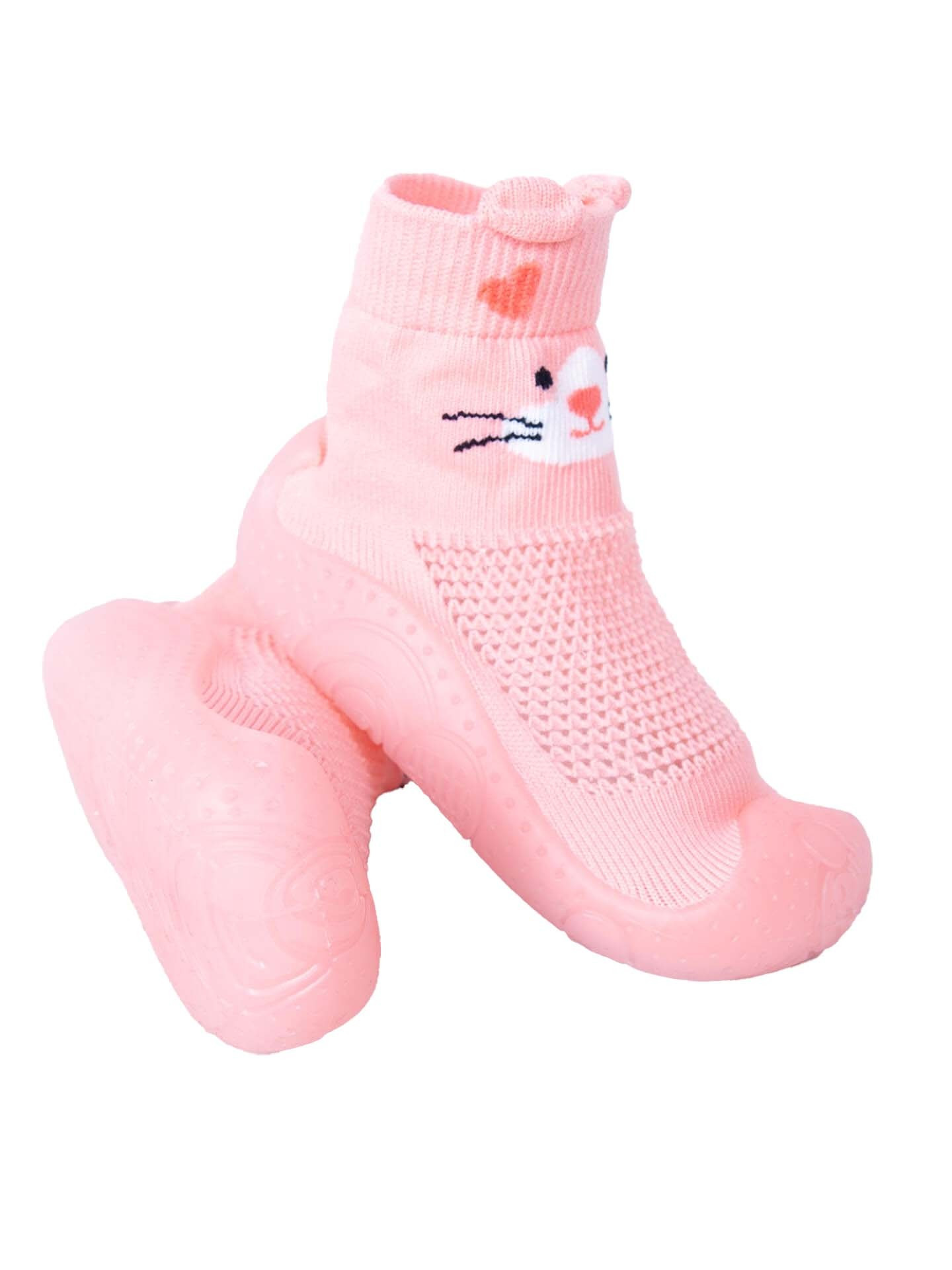 Yoclub Dětské dívčí protiskluzové ponožky s gumovou podrážkou OBO-0175G-5200 Apricot 23
