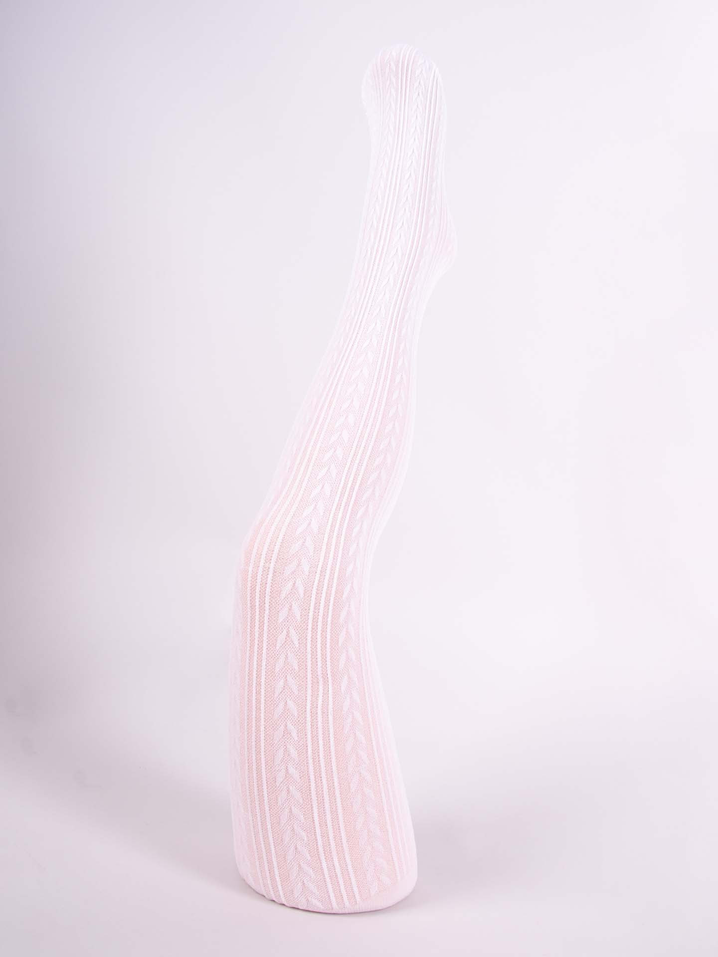Yoclub Dívčí neprůhledné punčocháče z mikrovlákna 40 Den se vzorem RAM-0115G-0140 White 152-158