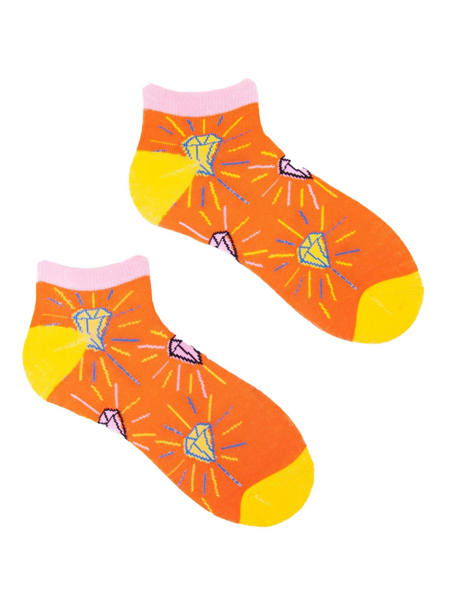 Yoclub Kotníkové vtipné bavlněné ponožky Vzory barev SKS-0086U-B600 Orange 39-42