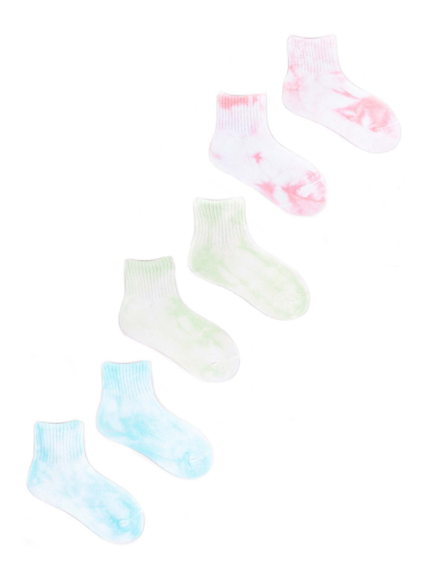 Yoclub Dívčí kotníkové bavlněné ponožky Tie Dye 3-Pack SKS-0091U-0000 Multicolour 39-42