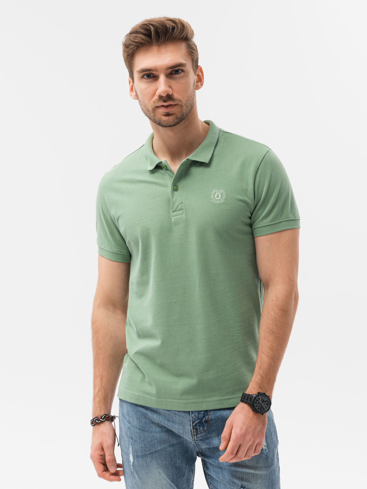Ombre Polo trička S1374 Zelená M