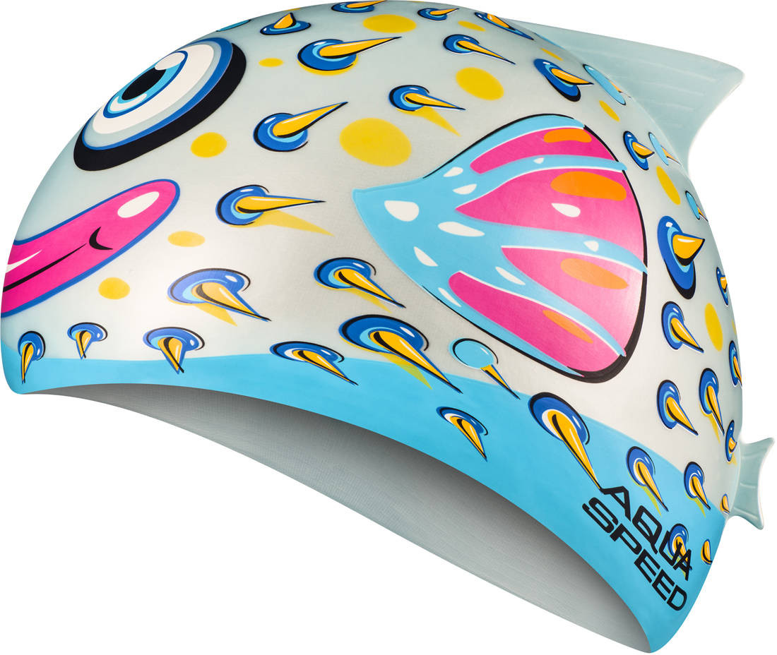 AQUA SPEED Kšiltovky na plavání ZOO Fish White/Blue/Pink/Yellow OS