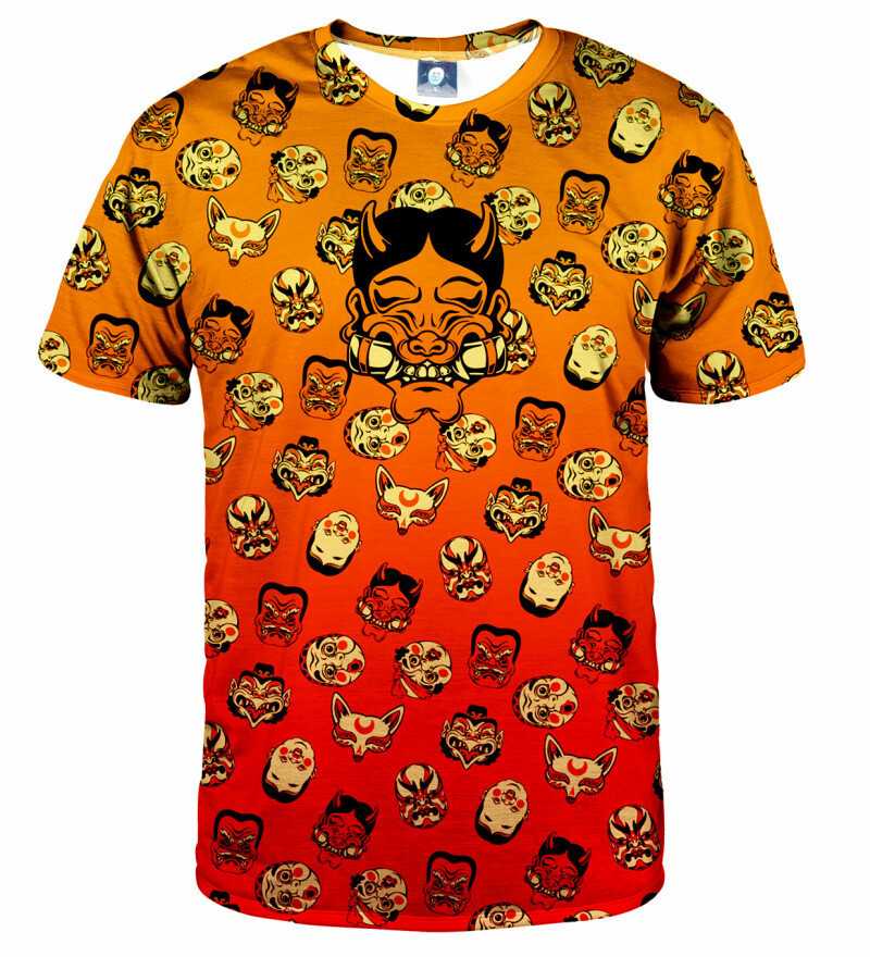 Aloha From Deer Kabuki Mask Burning T-Shirt TSH AFD924 Orange XS