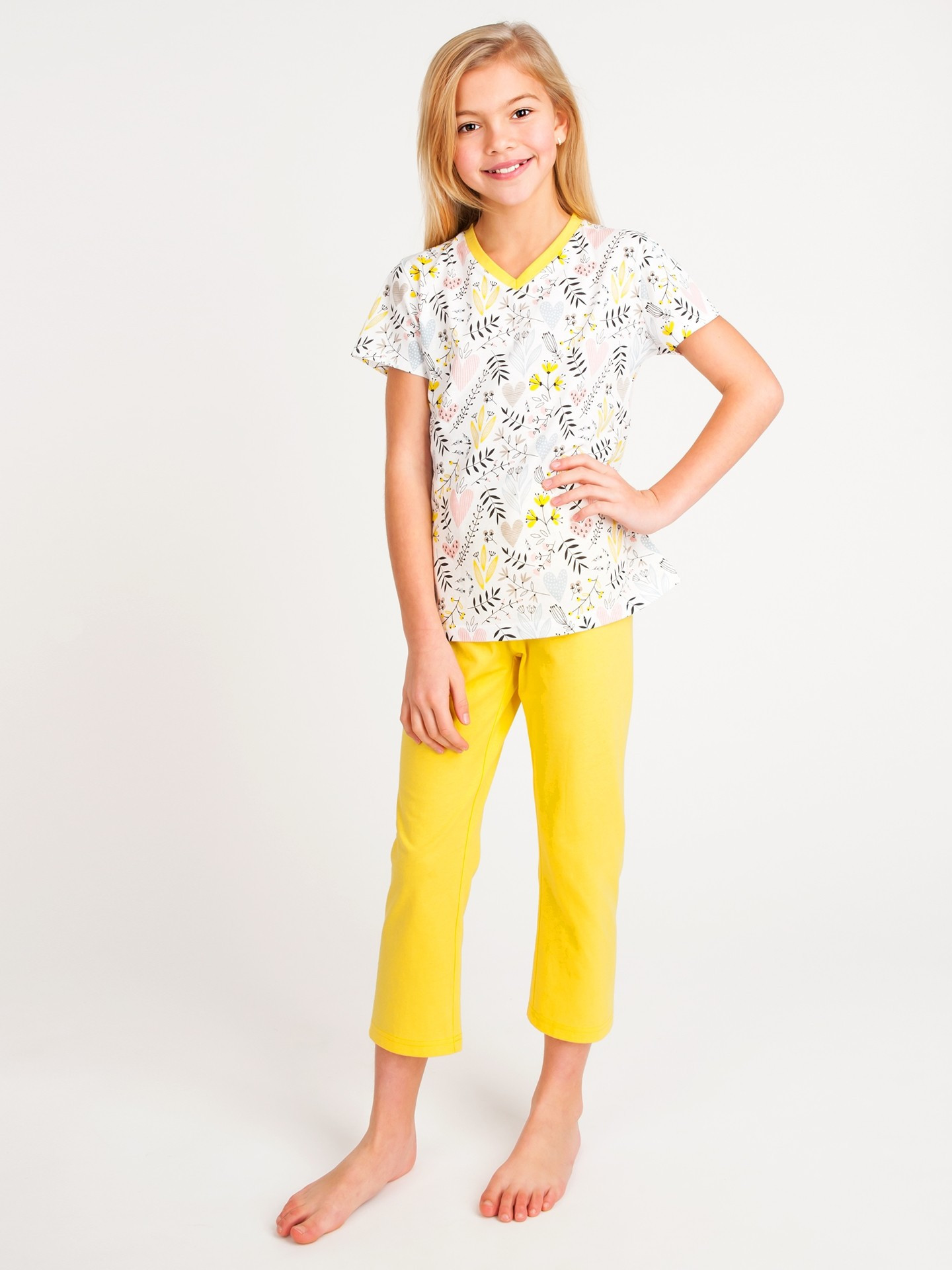 Dívčí bavlněné pyžamo Yoclub PIF-0002G-A110 Vícebarevné 134-140