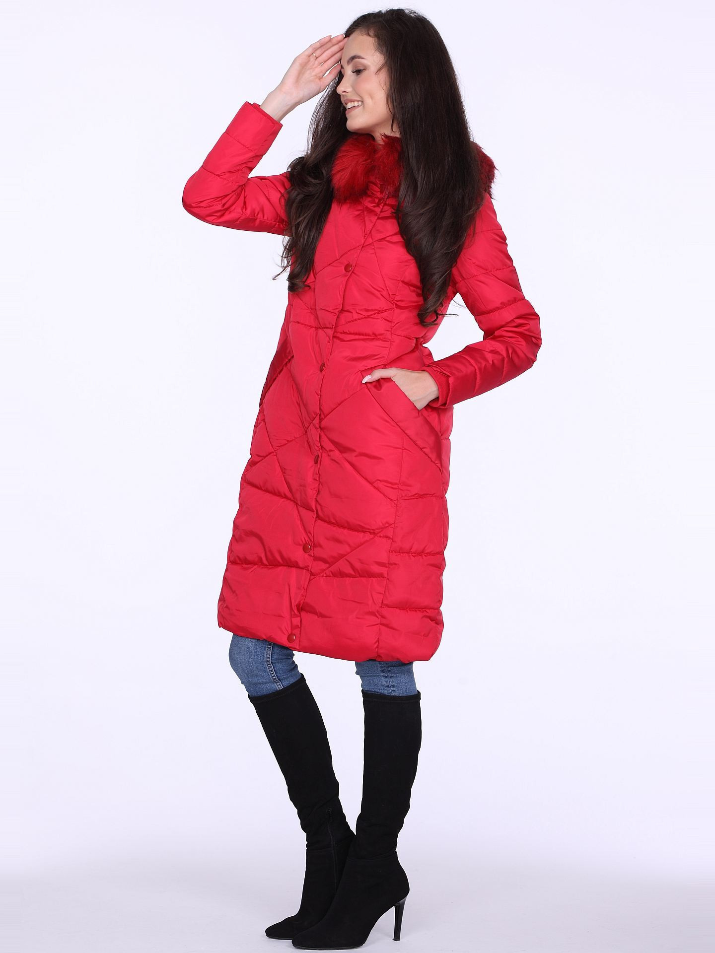 Dámský kabát BLH818025F Červený - PERSO XL