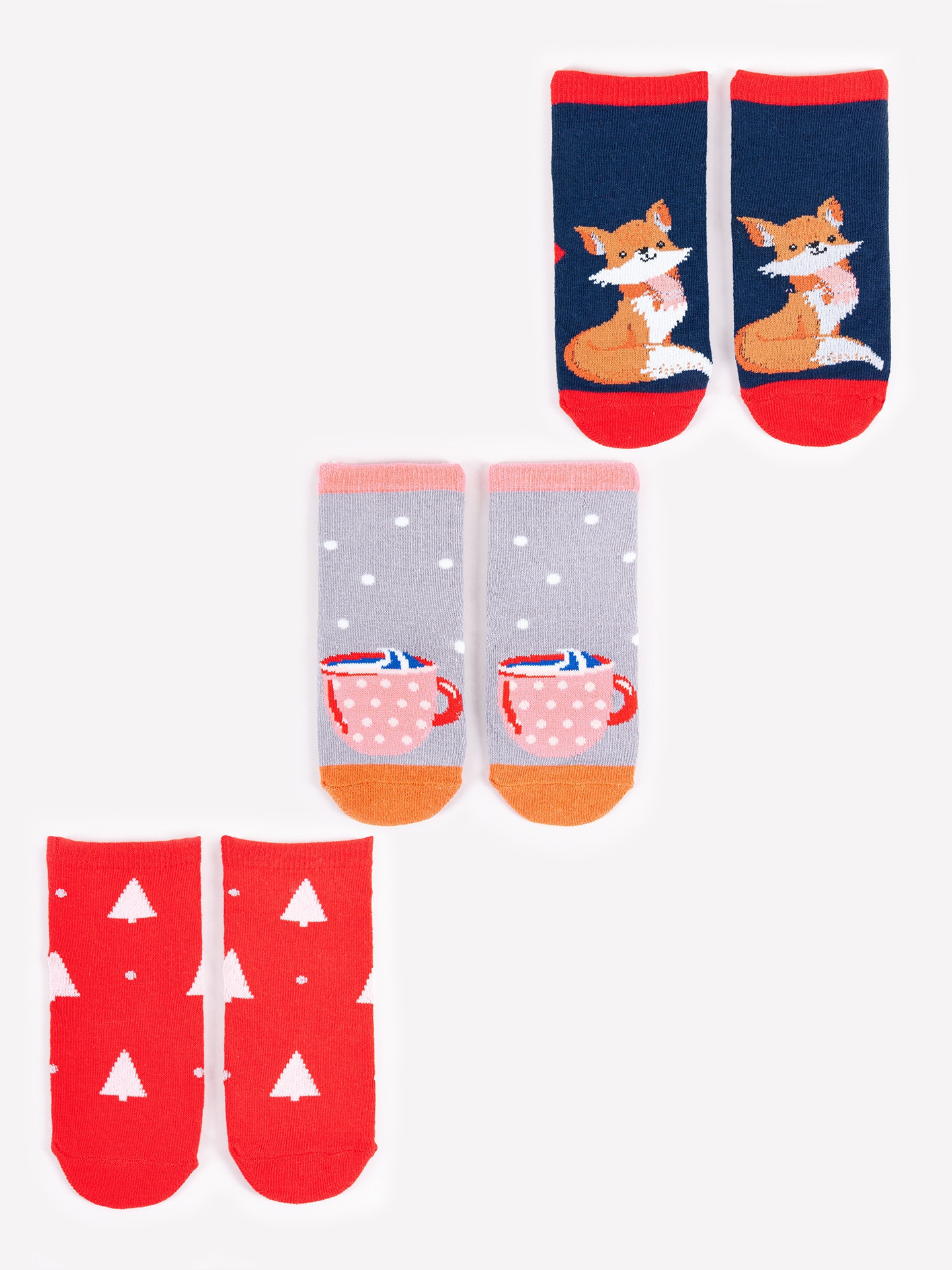 Yoclub Dětské vánoční ponožky 3Pack SKA-X012G-AA00 Multicolour 20-22