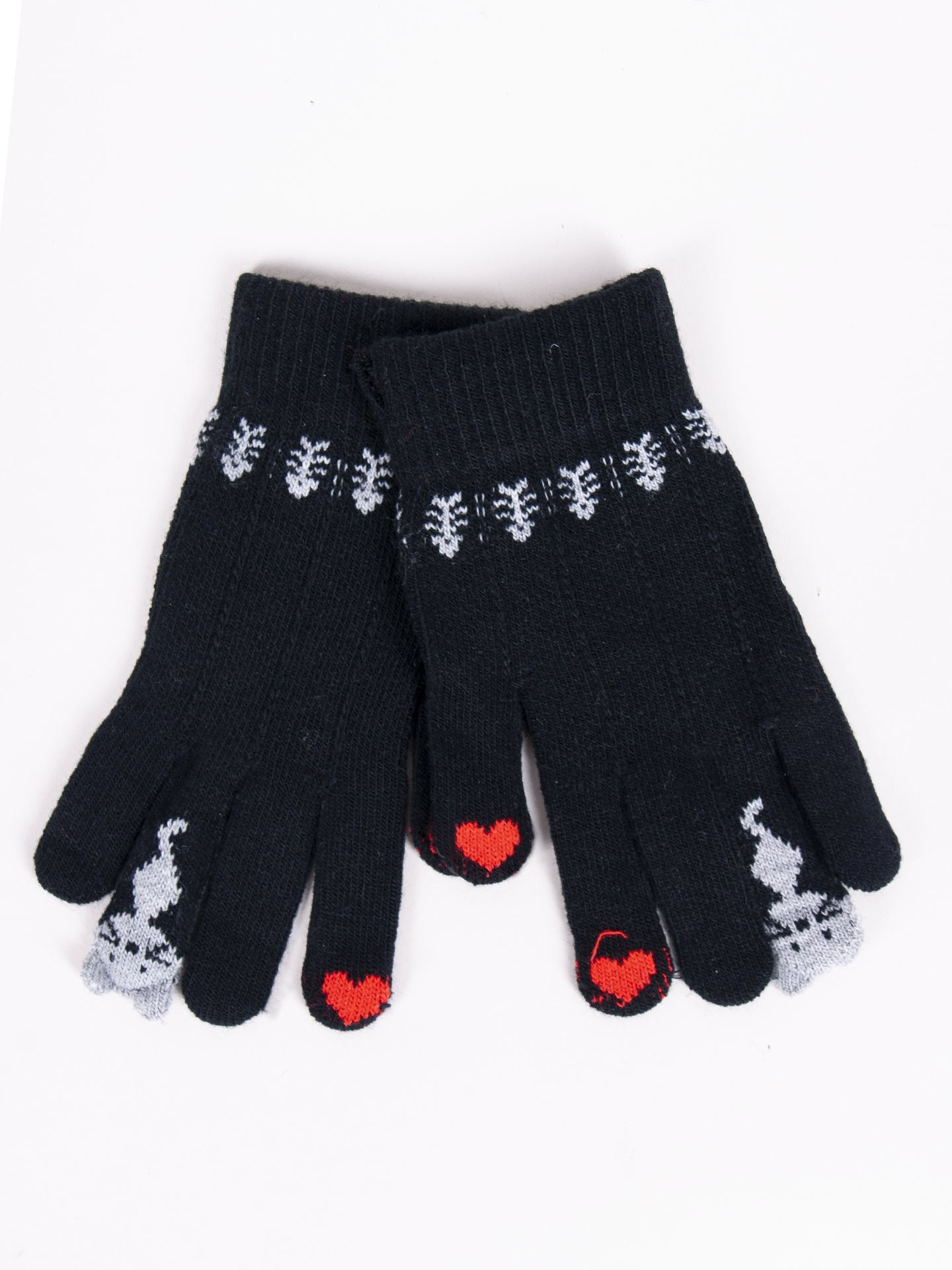Dívčí pětiprsté dotykové rukavice Yoclub RED-0075G-AA5F-003 Black 14