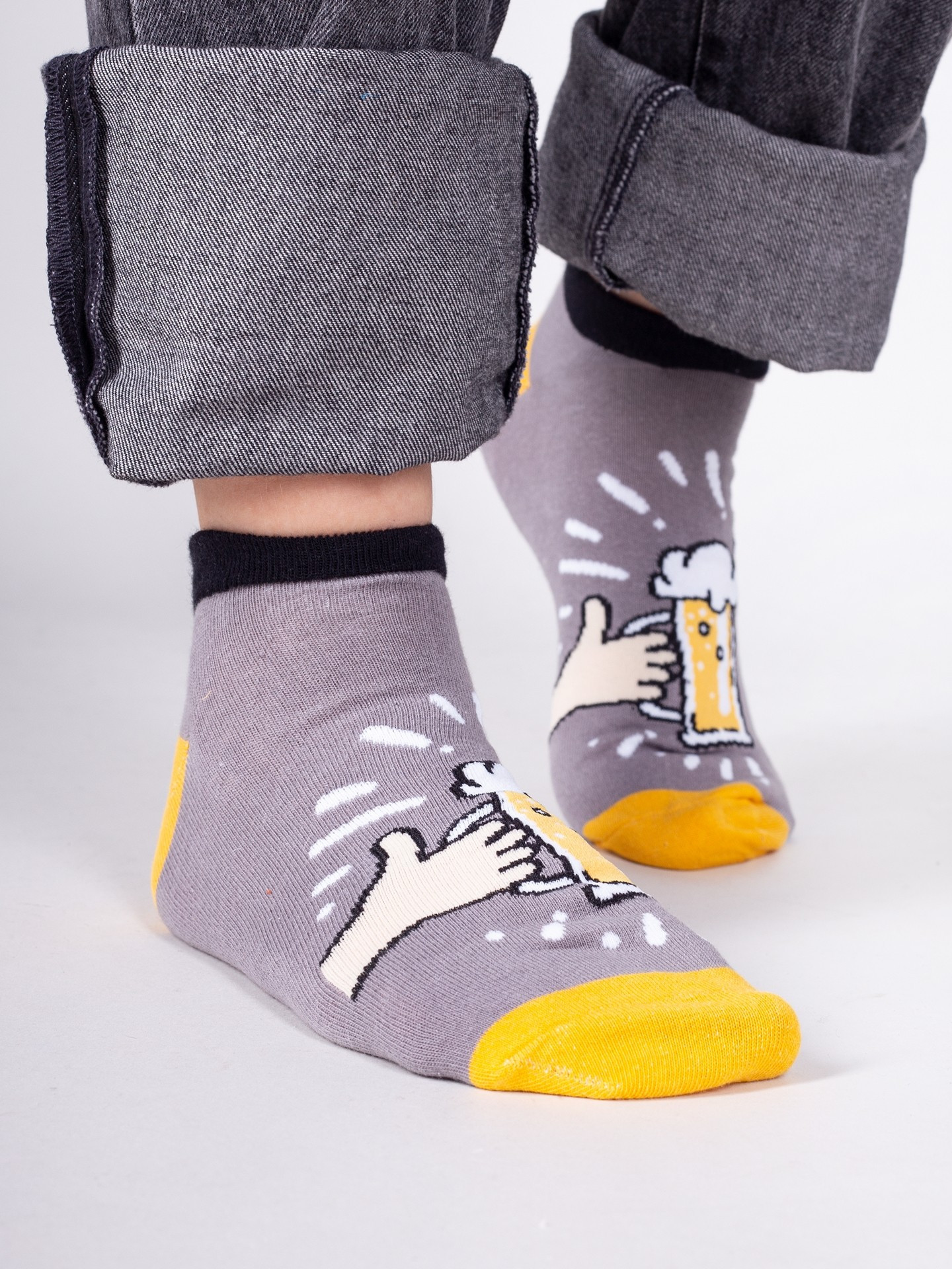 Yoclub Bavlněné ponožky Vzory Barvy SKS-0086F-B900 Grey 39-42