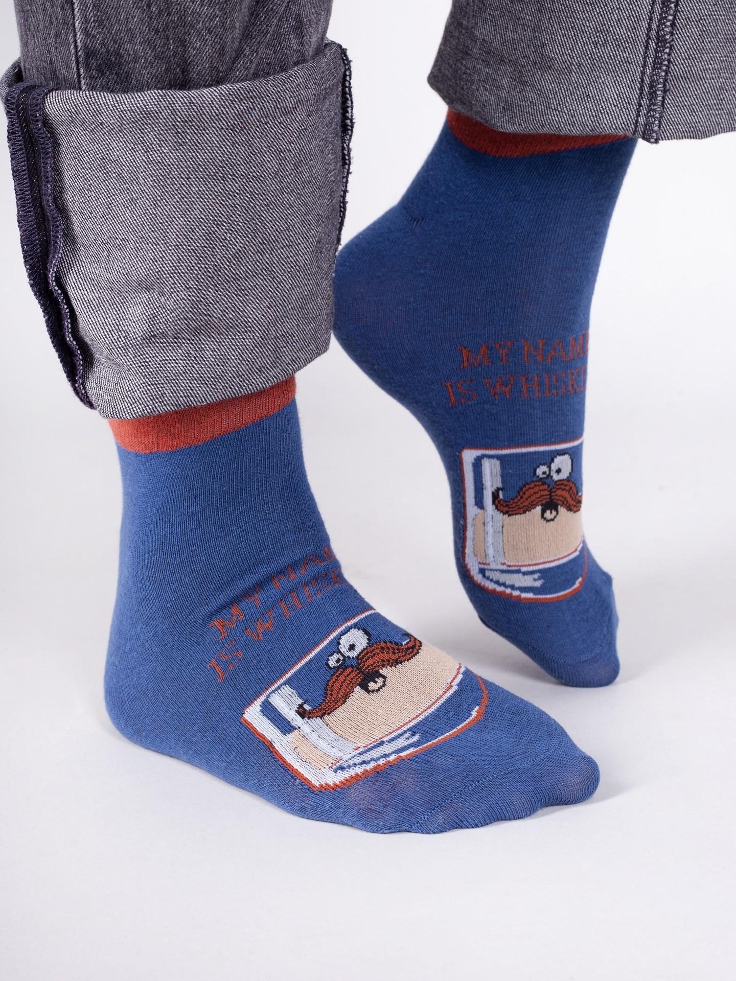 Yoclub Bavlněné ponožky vzory barvy SKS-0086F-C100 Modrá 43-46