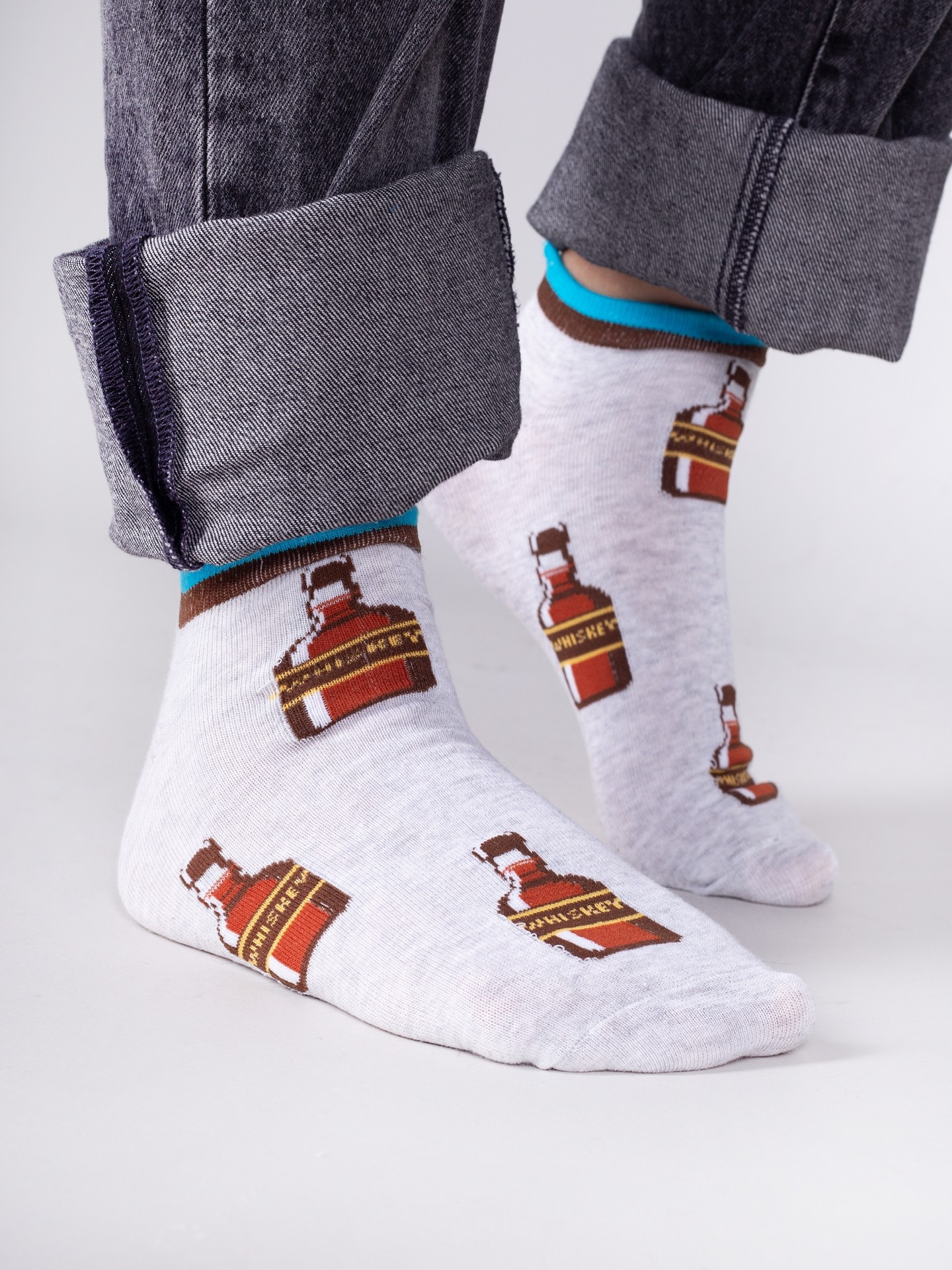 Yoclub Bavlněné ponožky Vzory Barvy SKS-0086F-C300 Grey 43-46