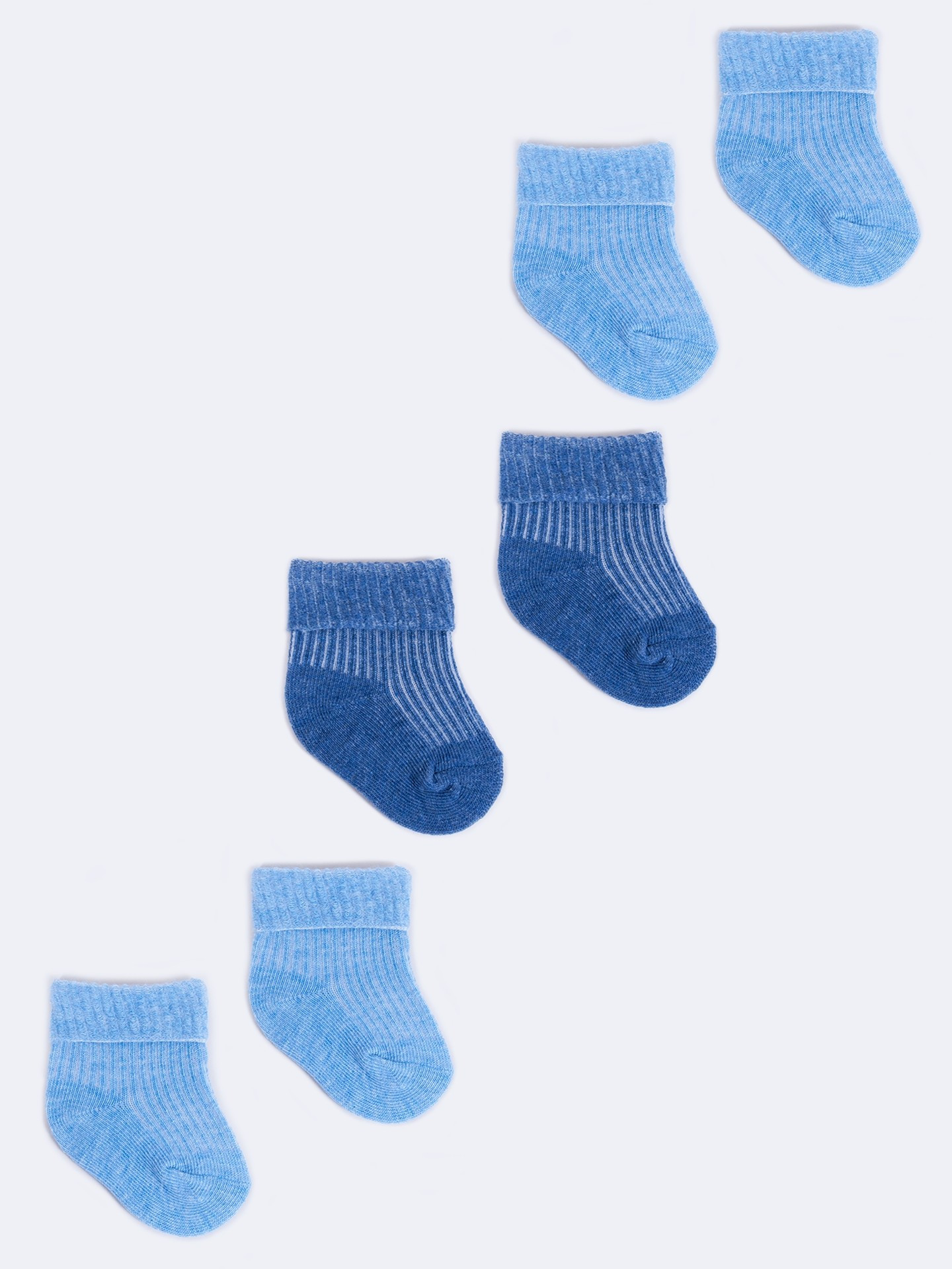 Yoclub 3Pack chlapecké ponožky s manžetou SKA-0009U-0000-004 Blue 0-3 měsíce