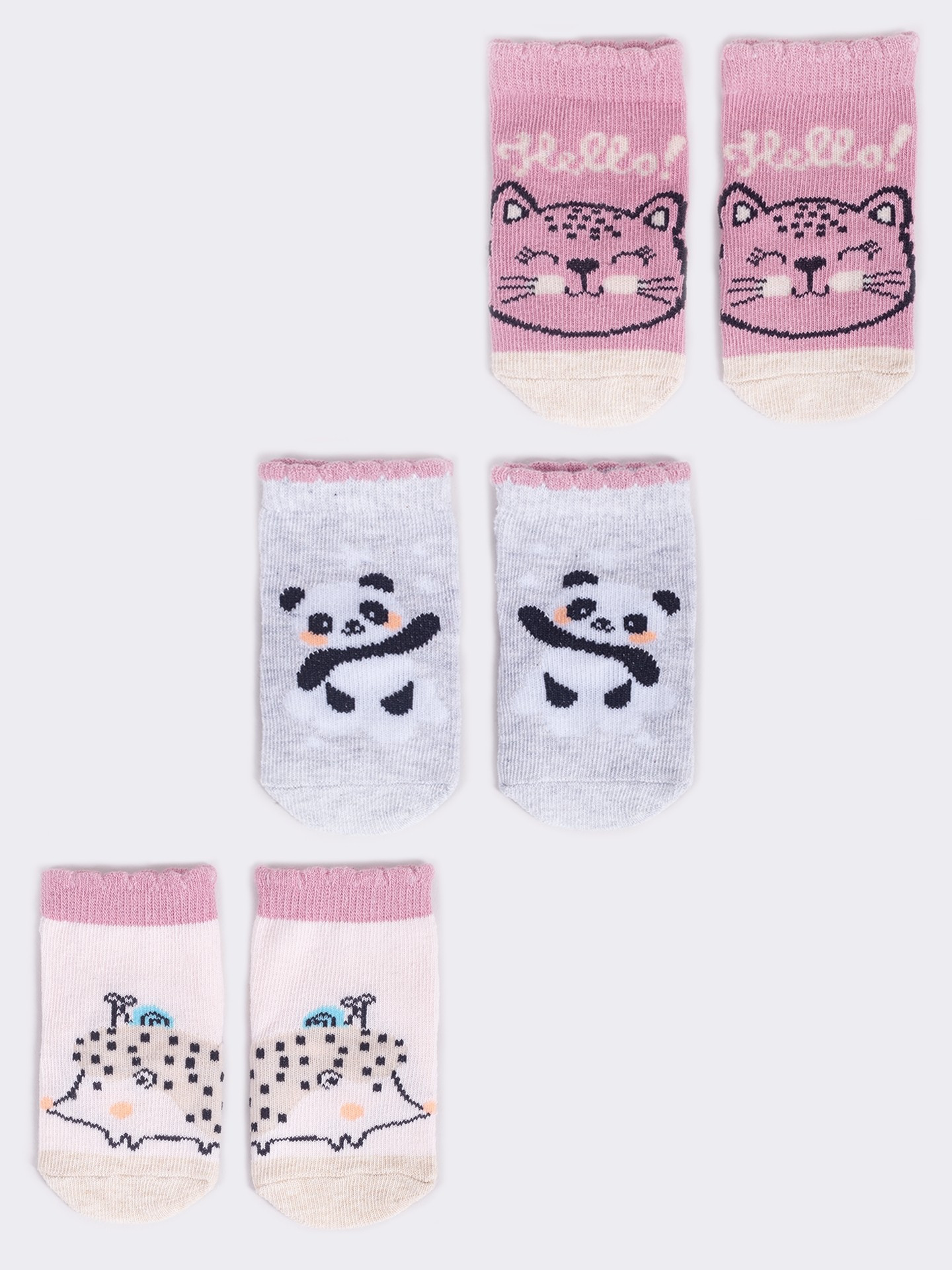 Yoclub 3Pack Dětské dívčí ponožky SKA-0110G-AA30-002 Multicolour 3-6 měsíců