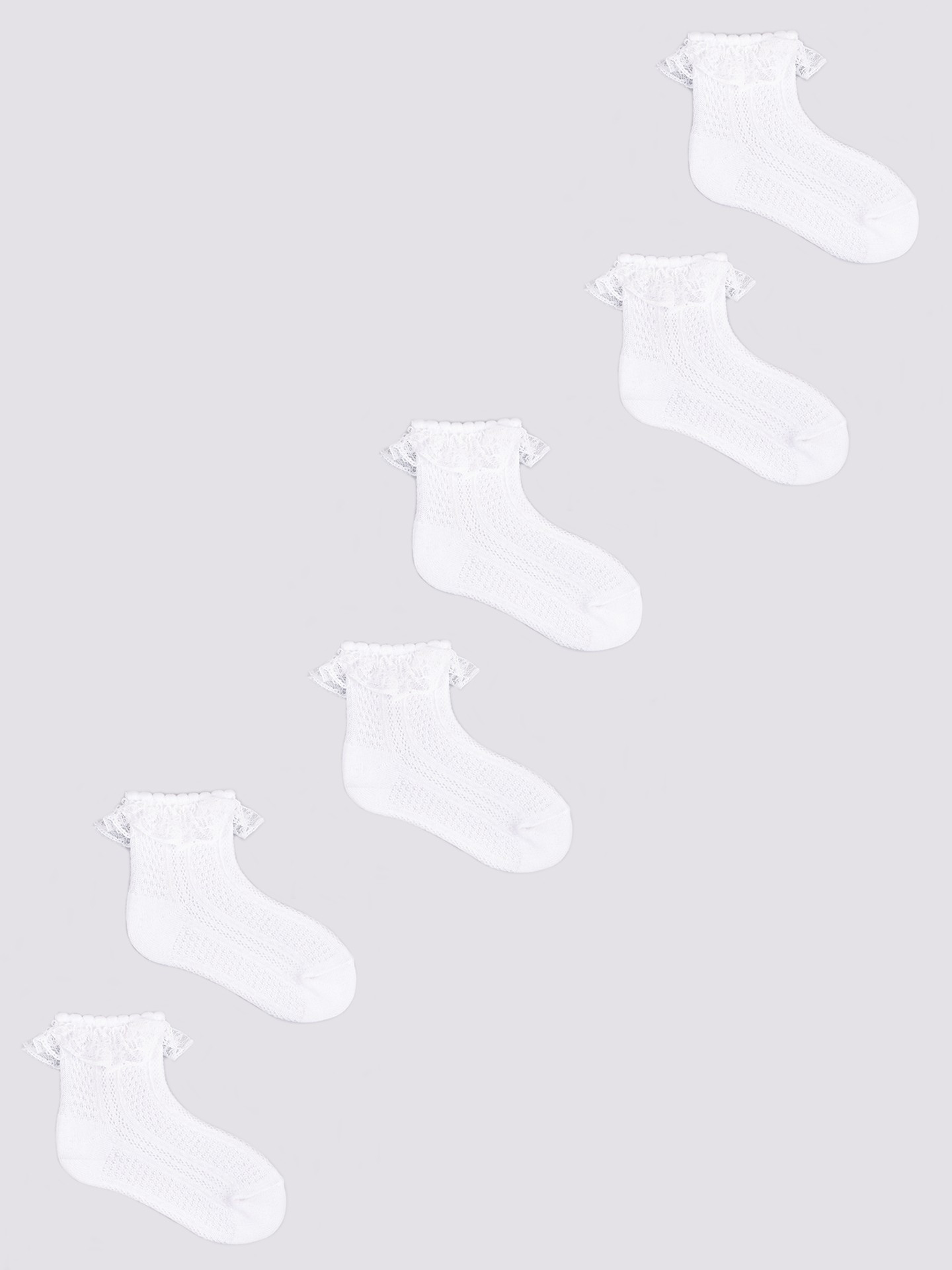 Yoclub Dívčí ponožky s volánkem 3Pack SKL-0009G-0100 White 23-26