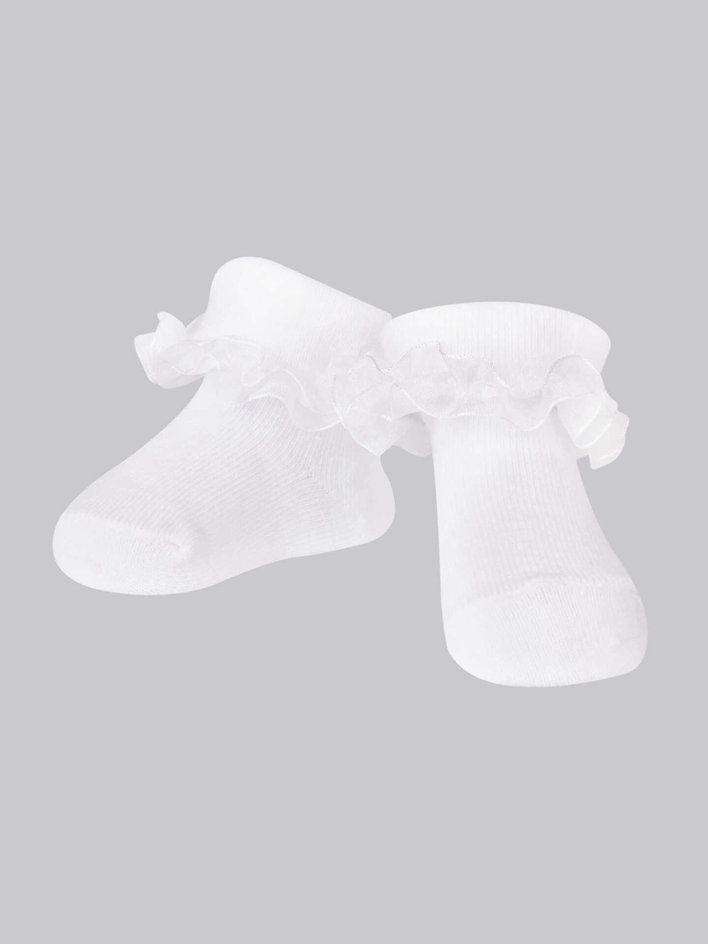 Yoclub Dívčí ponožky s volánky 3Pack SKA-0119G-010J-002 White 0-3 měsíce