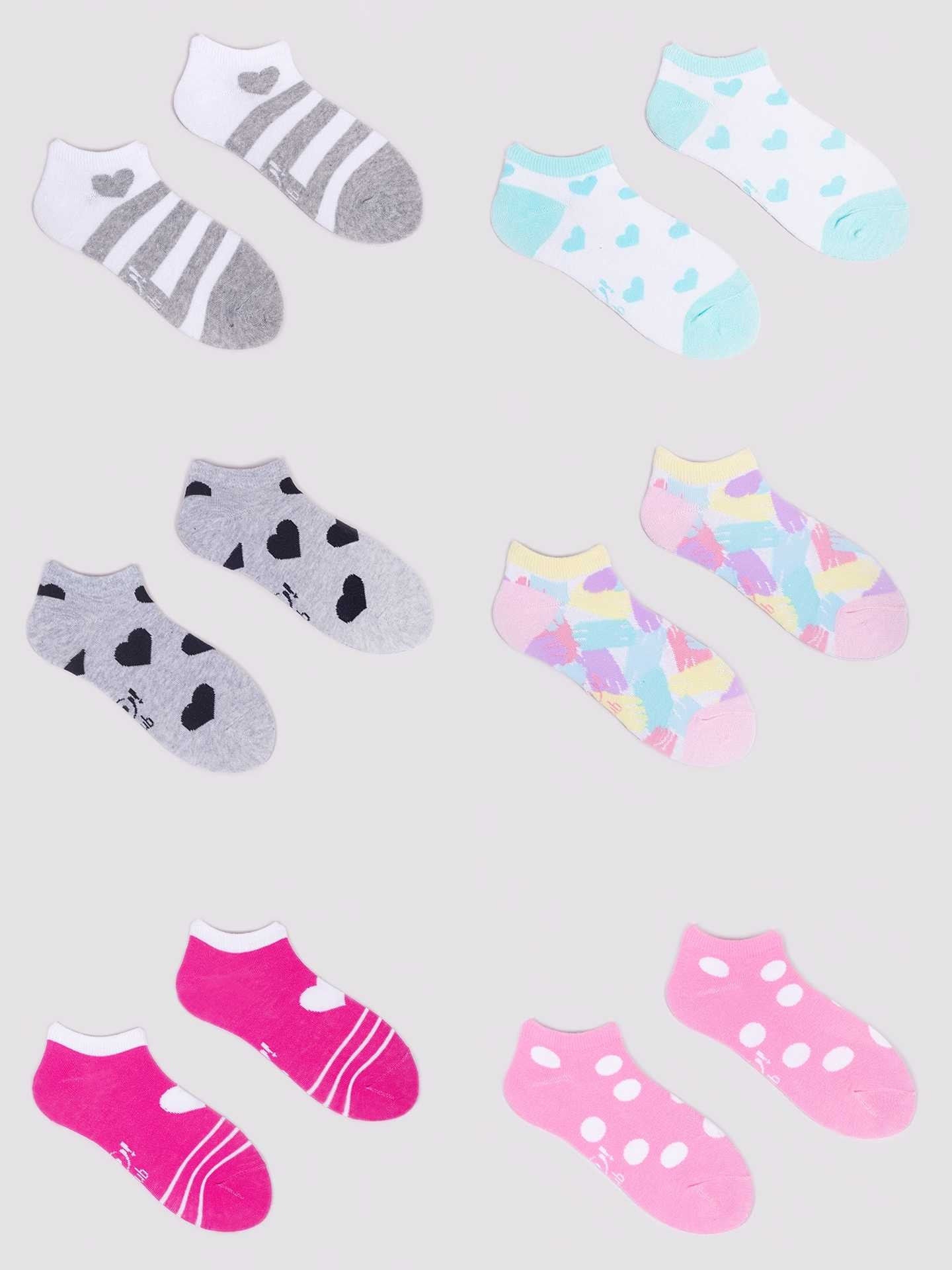 Yoclub Dívčí kotníkové bavlněné ponožky Vzory Barvy 6-Pack SKS-0008G-AA00-004 Multicolour 31-34