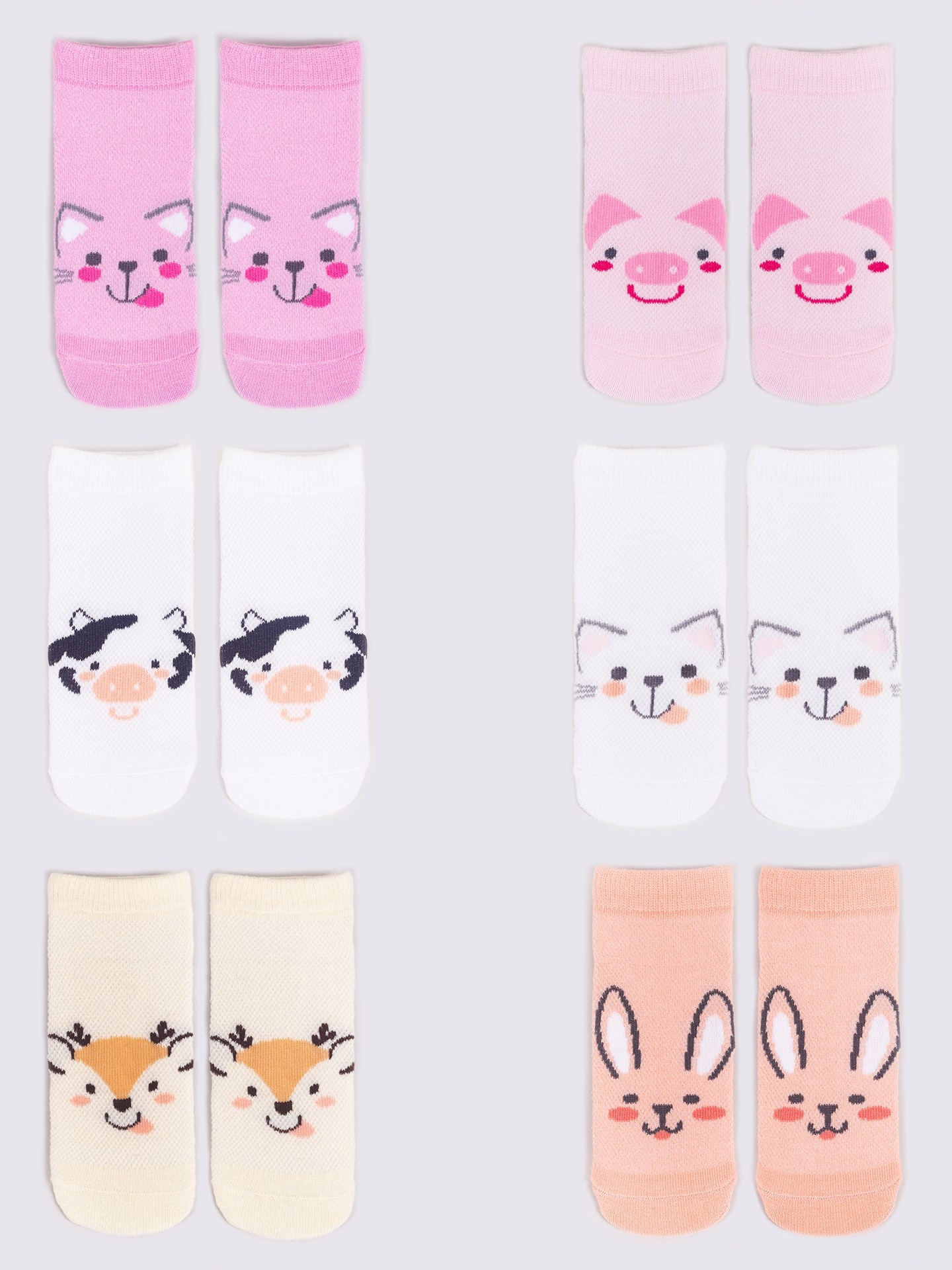 Yoclub Dívčí kotníkové tenké bavlněné ponožky Vzory Barvy 6-Pack SKS-0072G-AA00-004 Multicolour 17-19