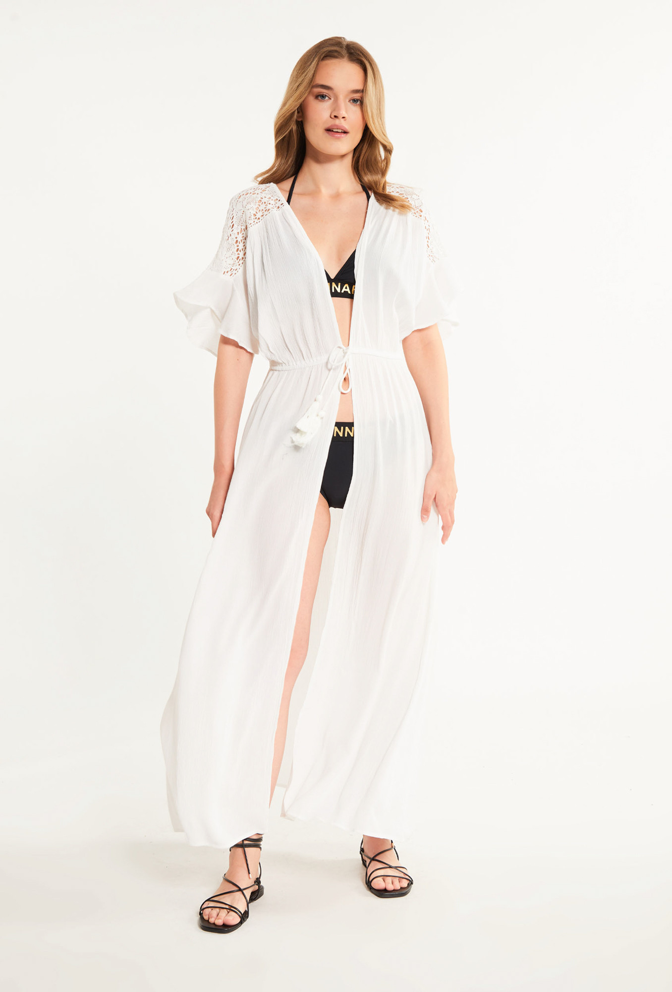 Monnari Beachwear Dámský plášť s třásněmi White L/XL